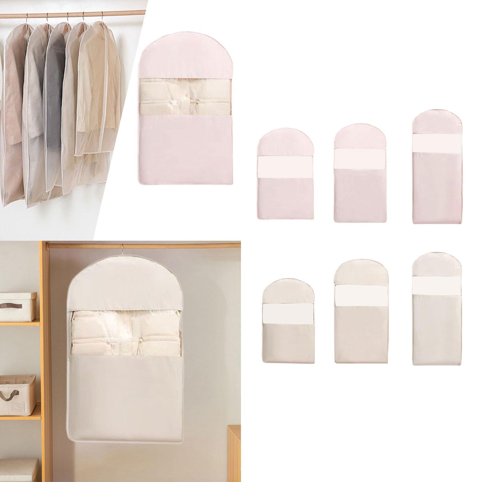 Garment Bag Clear Window Zipper Design Dress Bag for Travel Coats S Light Pink