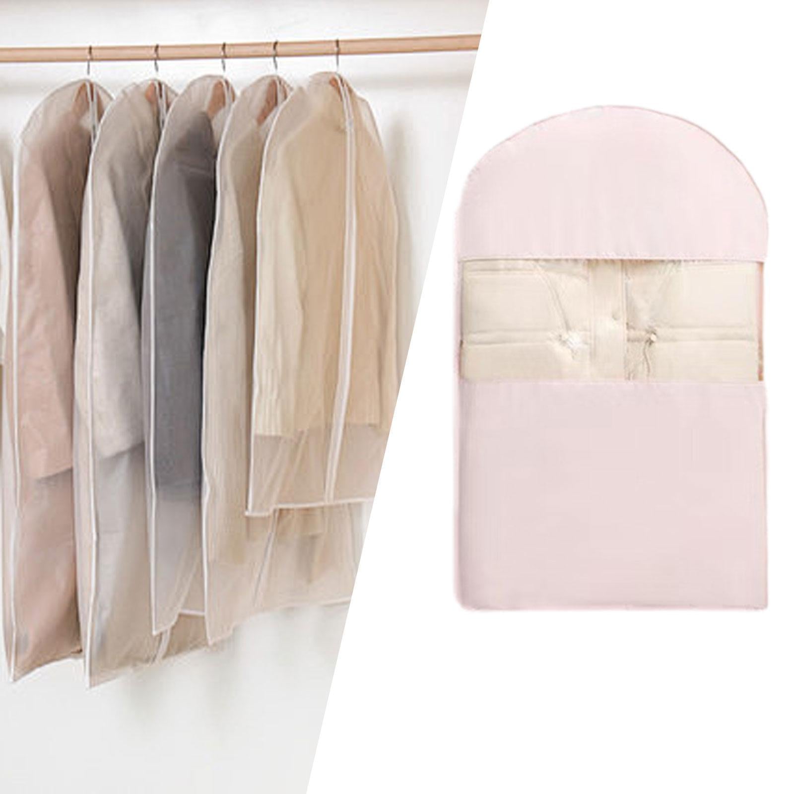 Garment Bag Clear Window Zipper Design Dress Bag for Travel Coats S Light Pink
