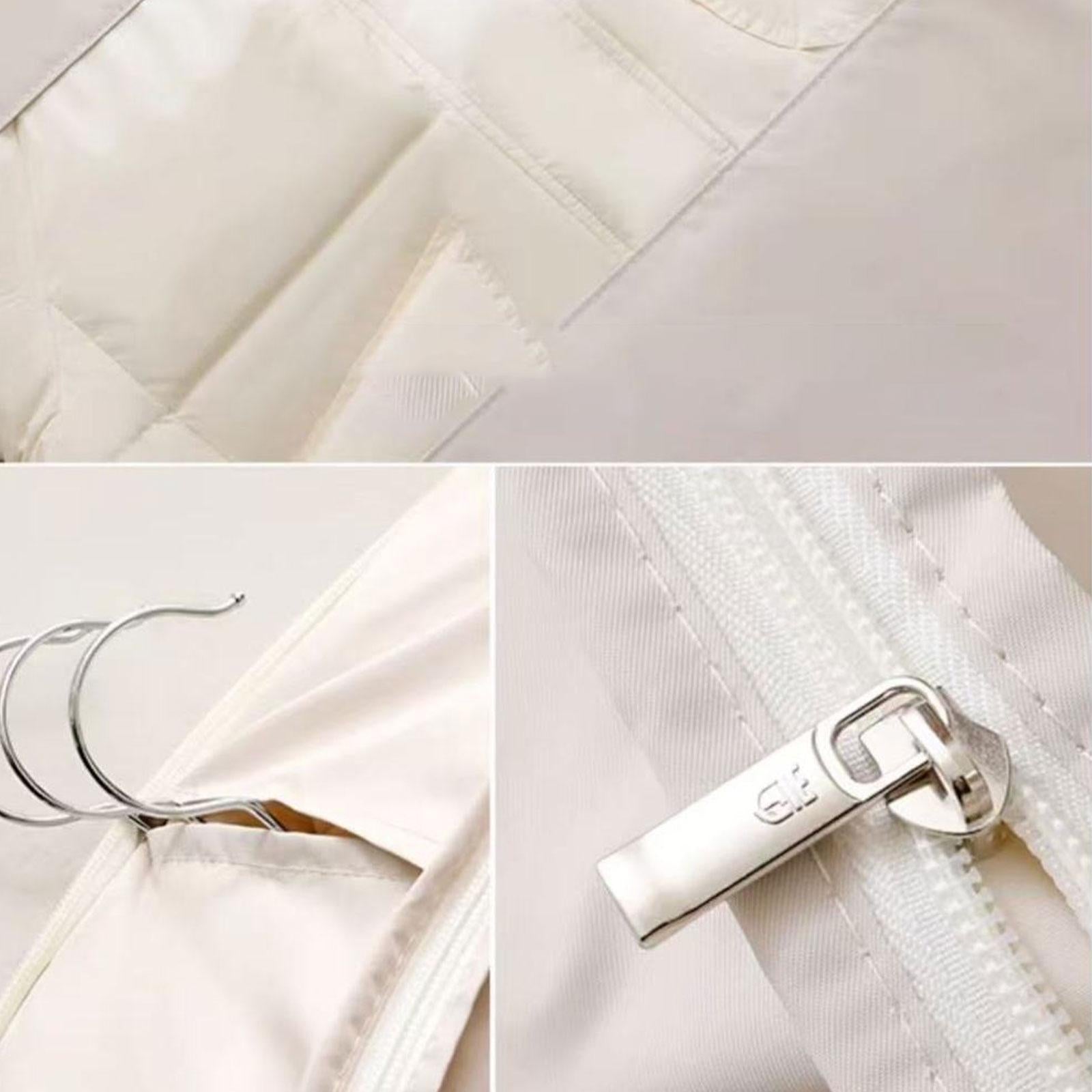 Garment Bag Clear Window Zipper Design Dress Bag for Travel Coats S Beige
