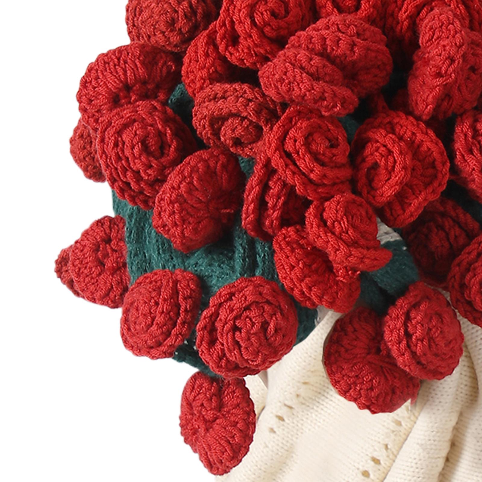 Flower Bouquet Blanket Foldable Versatile Hand Knitting for Sofa Party Couch rose