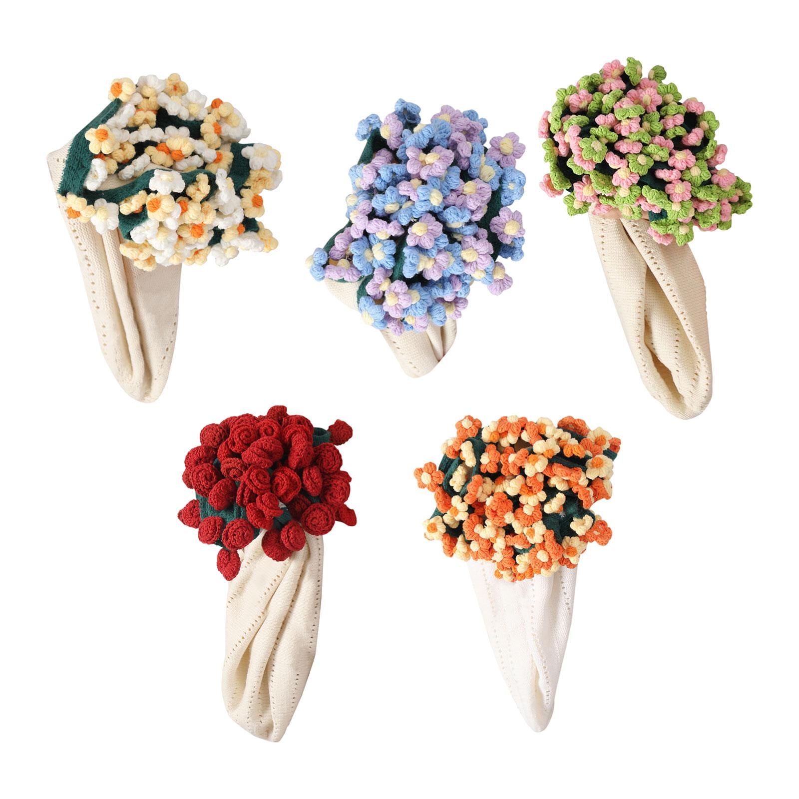 Flower Bouquet Blanket Foldable Versatile Hand Knitting for Sofa Party Couch rose