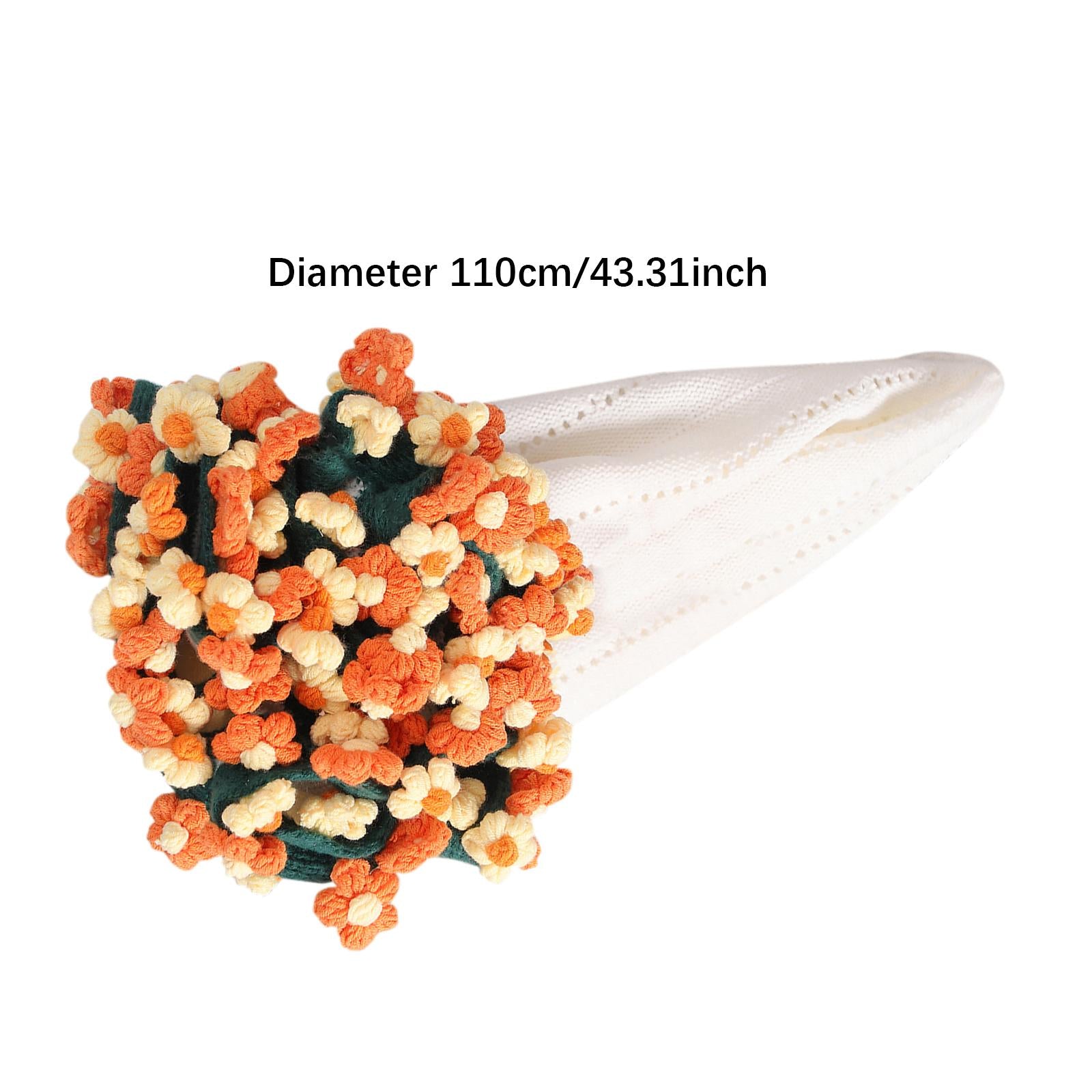 Flower Bouquet Blanket Foldable Versatile Hand Knitting for Sofa Party Couch orange