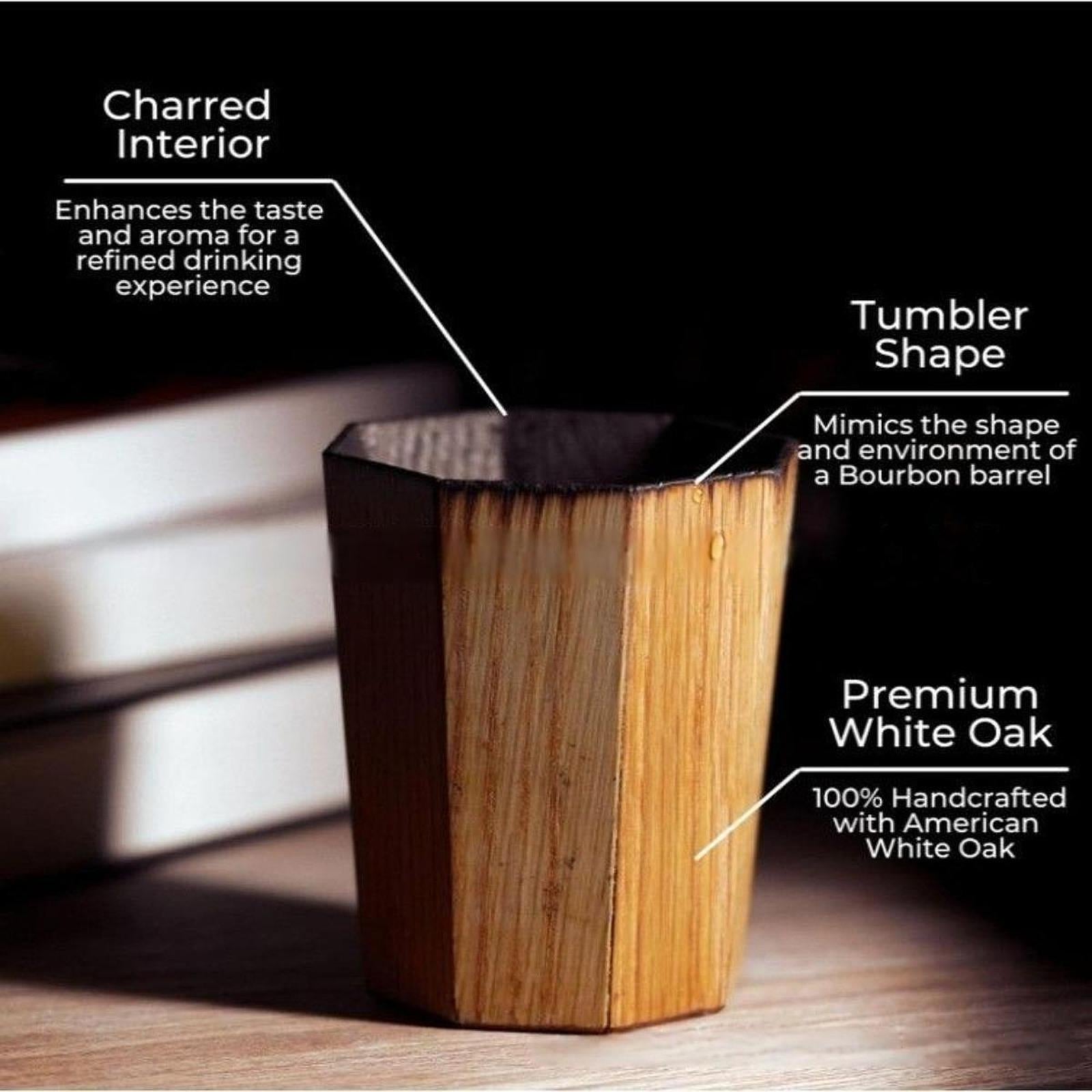 Wooden Bourbon Whiskey Cup Traditional Old Fashioned Charred Drinking Vessel