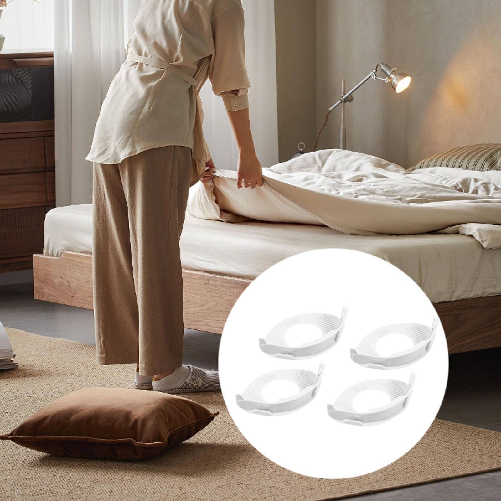 4Pcs Bed Sheet Holder Clips Anti Slip Universal Mattress Bed Sheet Fasteners White