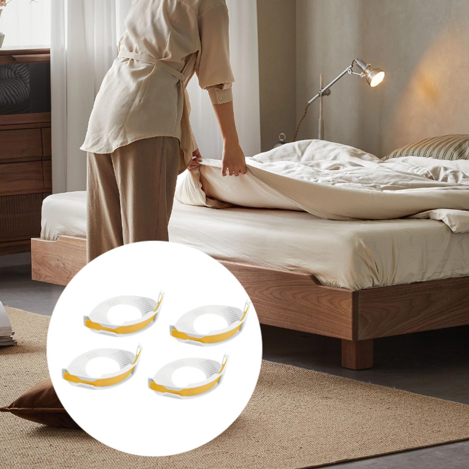 4Pcs Bed Sheet Holder Clips Anti Slip Universal Mattress Bed Sheet Fasteners Yellow
