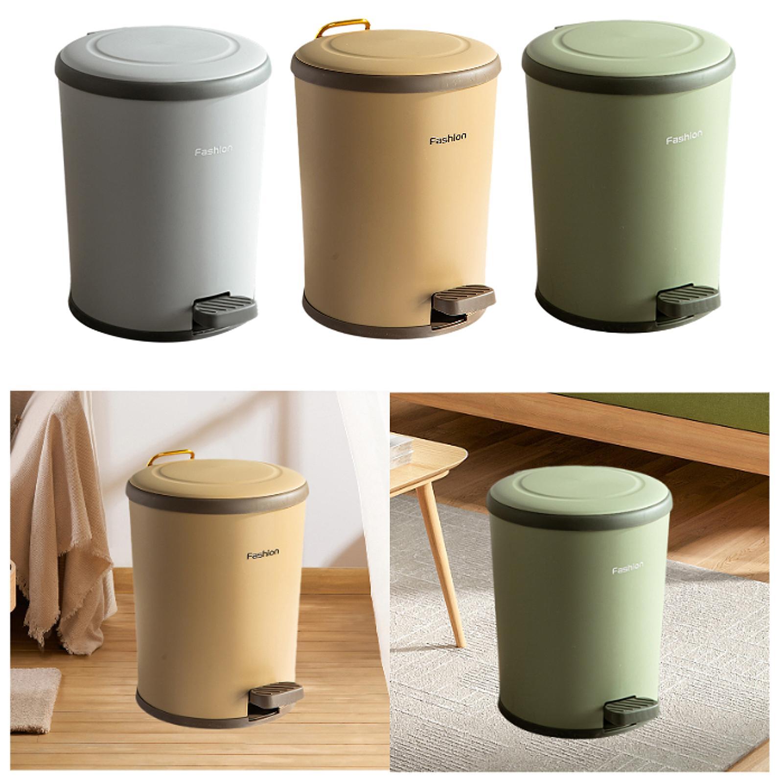 Step Trash Can with Lids Portable Pedal Bin for Laundry Room Living Restroom Khaki