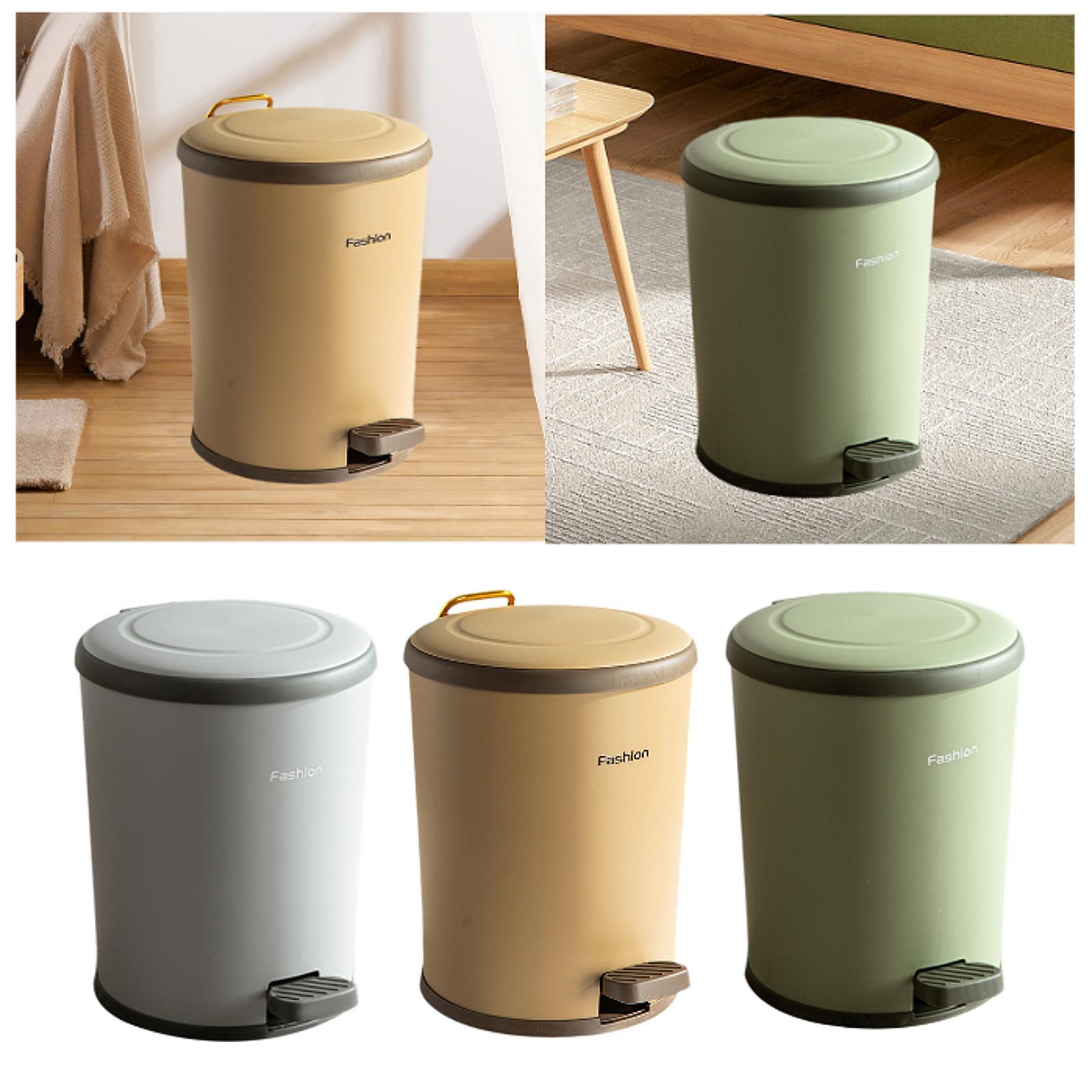 Step Trash Can with Lids Portable Pedal Bin for Laundry Room Living Restroom Khaki