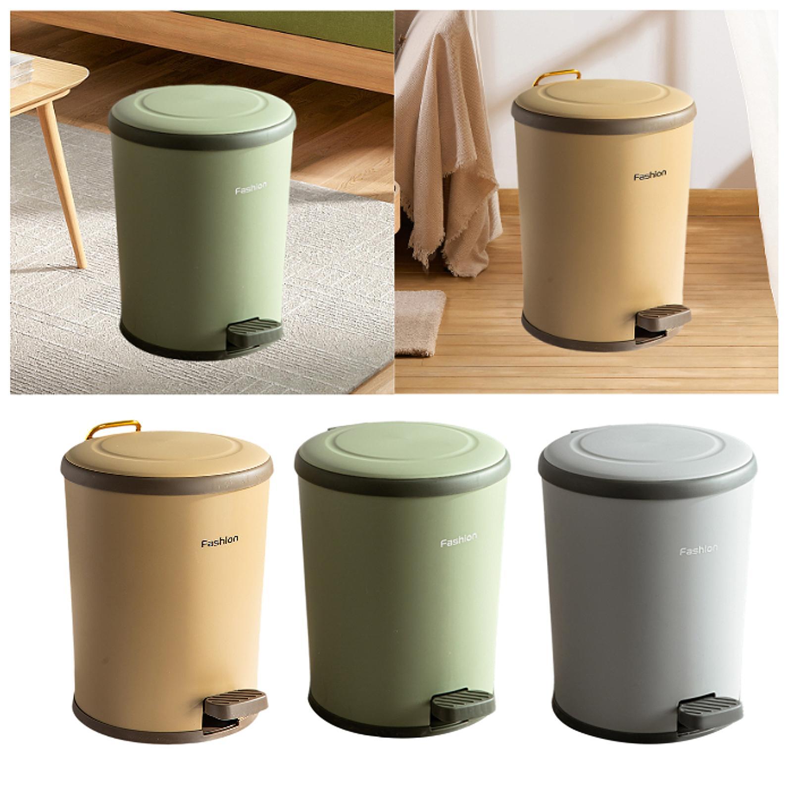 Step Trash Can with Lids Portable Pedal Bin for Laundry Room Living Restroom Khaki