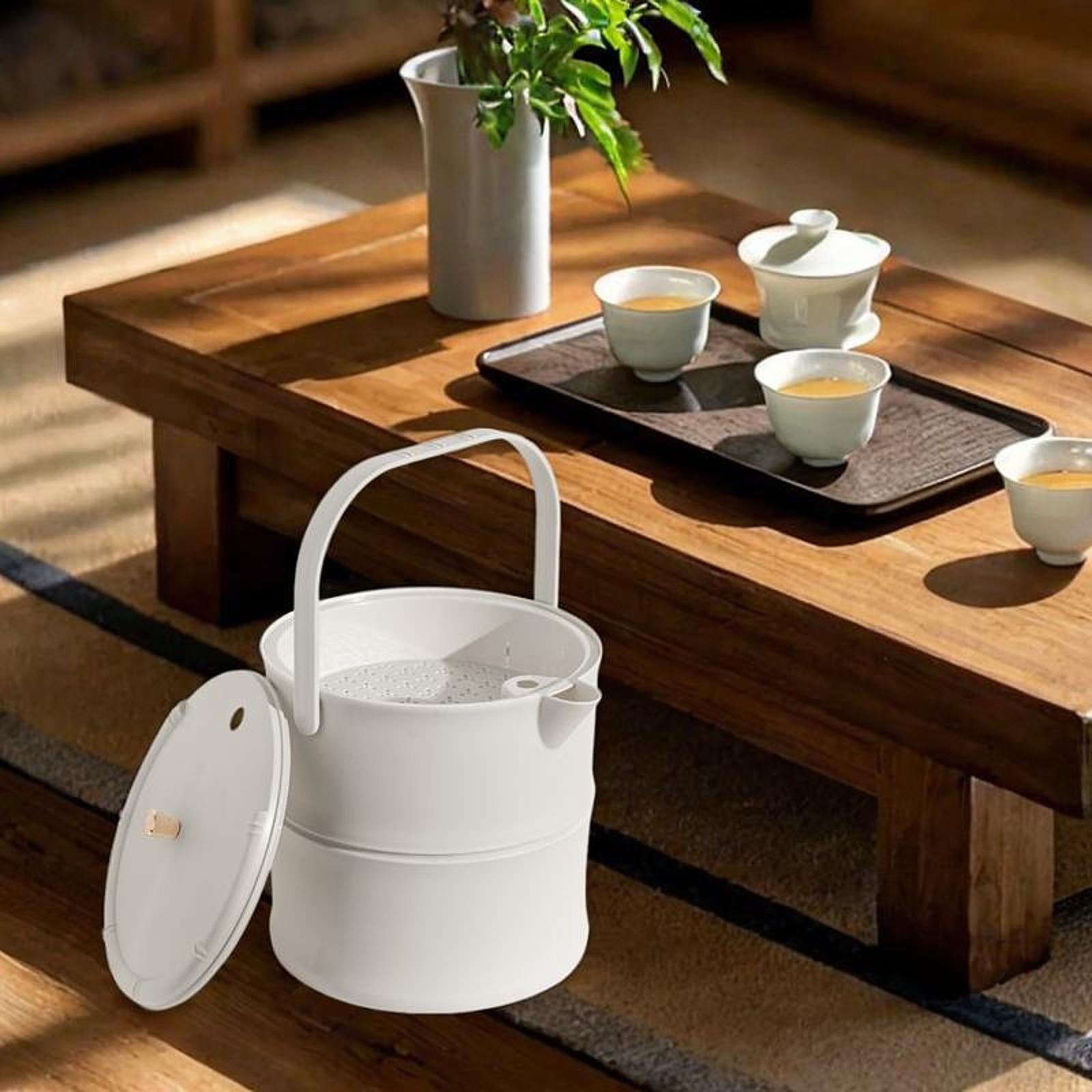 Tea Waste Water Bucket Large with Lid Easy to Clean Liquid Storage Waste Bin White