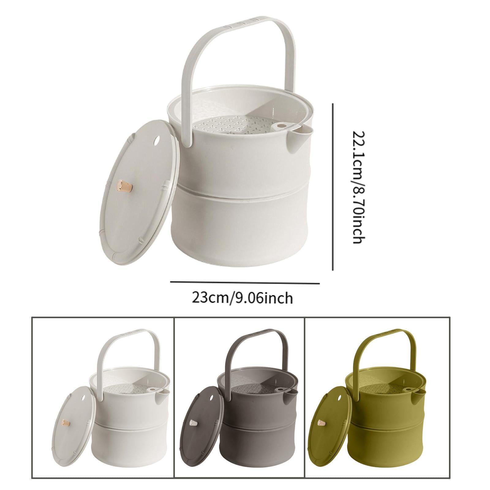 Tea Waste Water Bucket Large with Lid Easy to Clean Liquid Storage Waste Bin Gray