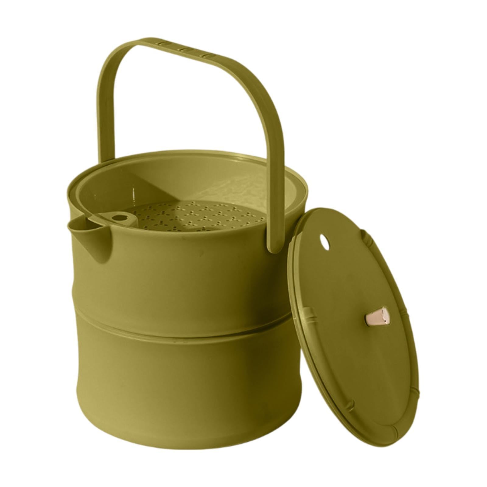 Tea Waste Water Bucket Large with Lid Easy to Clean Liquid Storage Waste Bin Green