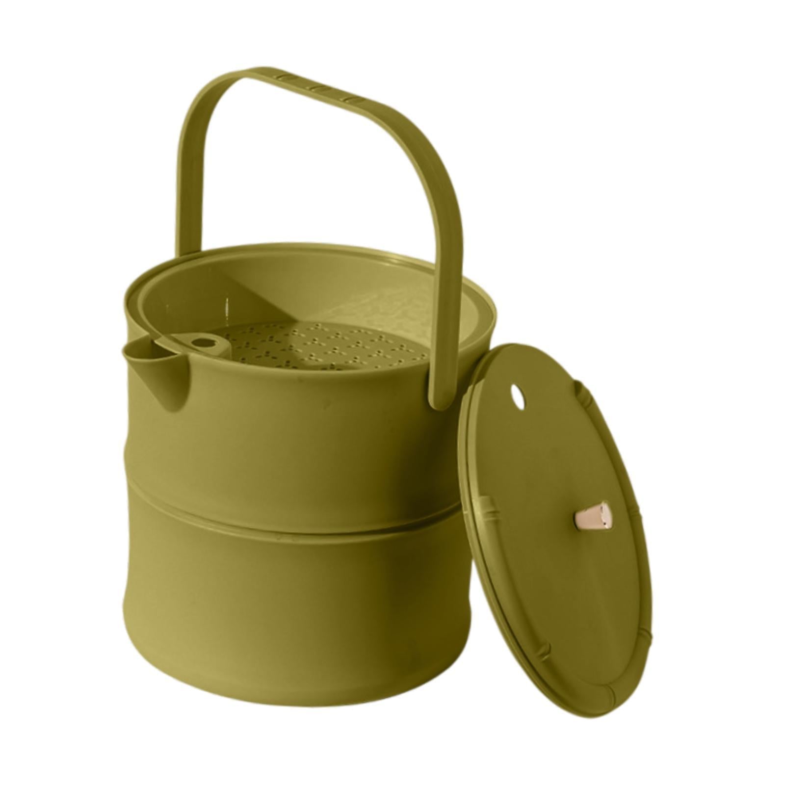 Tea Waste Water Bucket Large with Lid Easy to Clean Liquid Storage Waste Bin Green