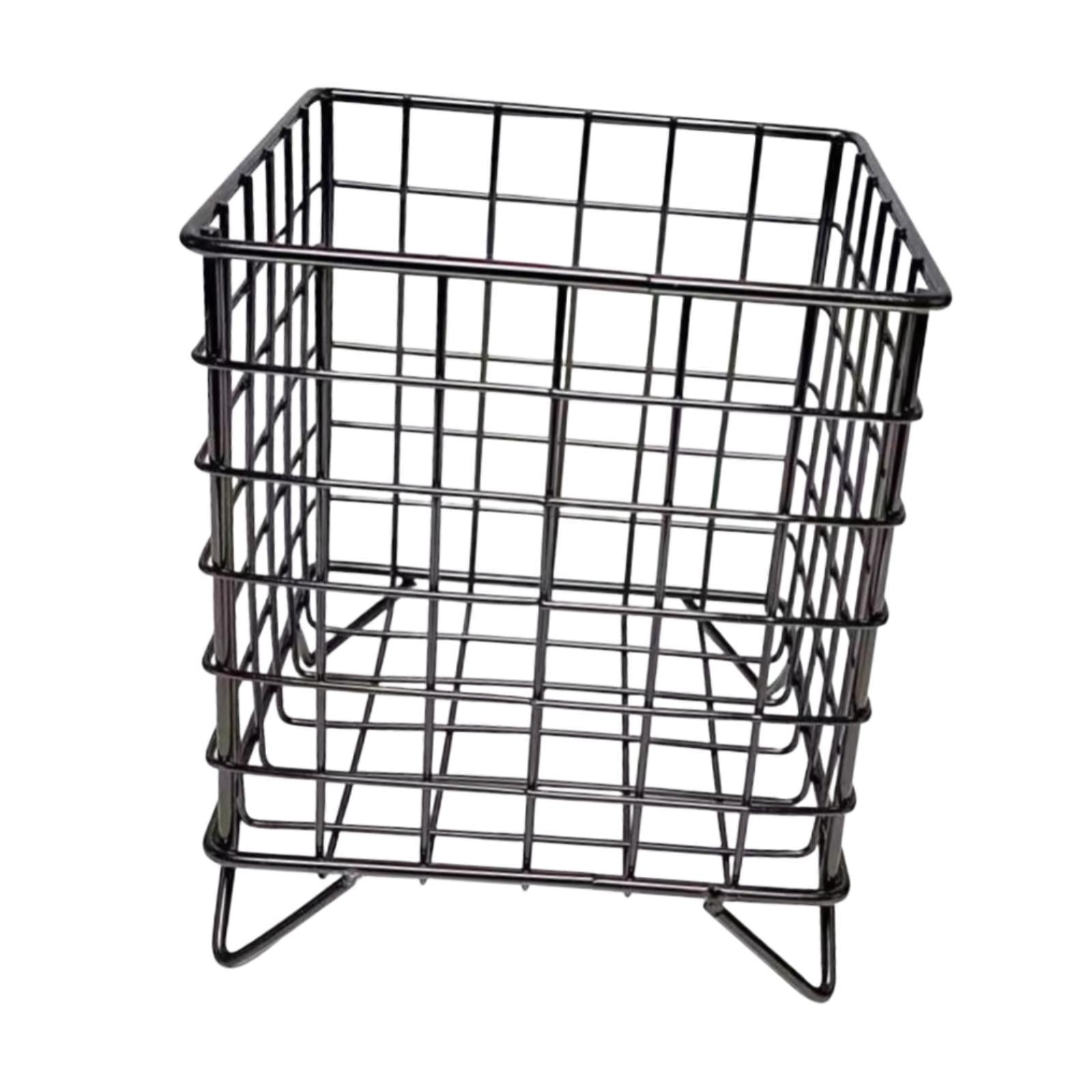Iron Storage Basket Desk Organizer for Bathroom Office Supplies Vanity Table Black