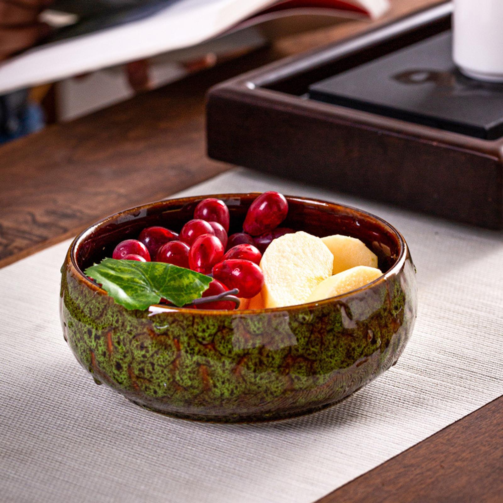 Lotus Flowers Bowl Versatile Portable Round Ceramic Planter Home Office Decor kiln changed green