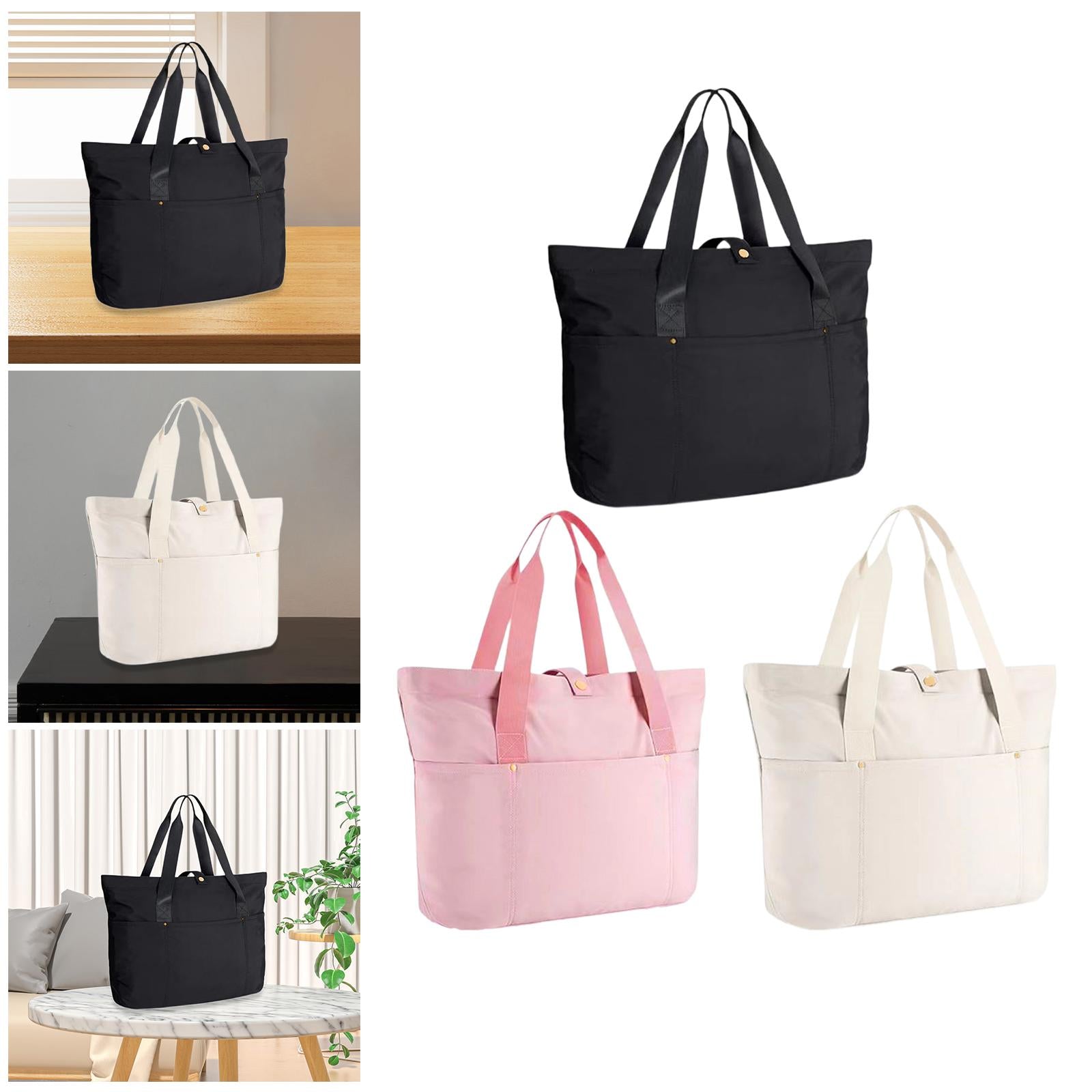 Tote Bag for Women Lightweight Nylon Quilted Handbag for Beach Work Business black