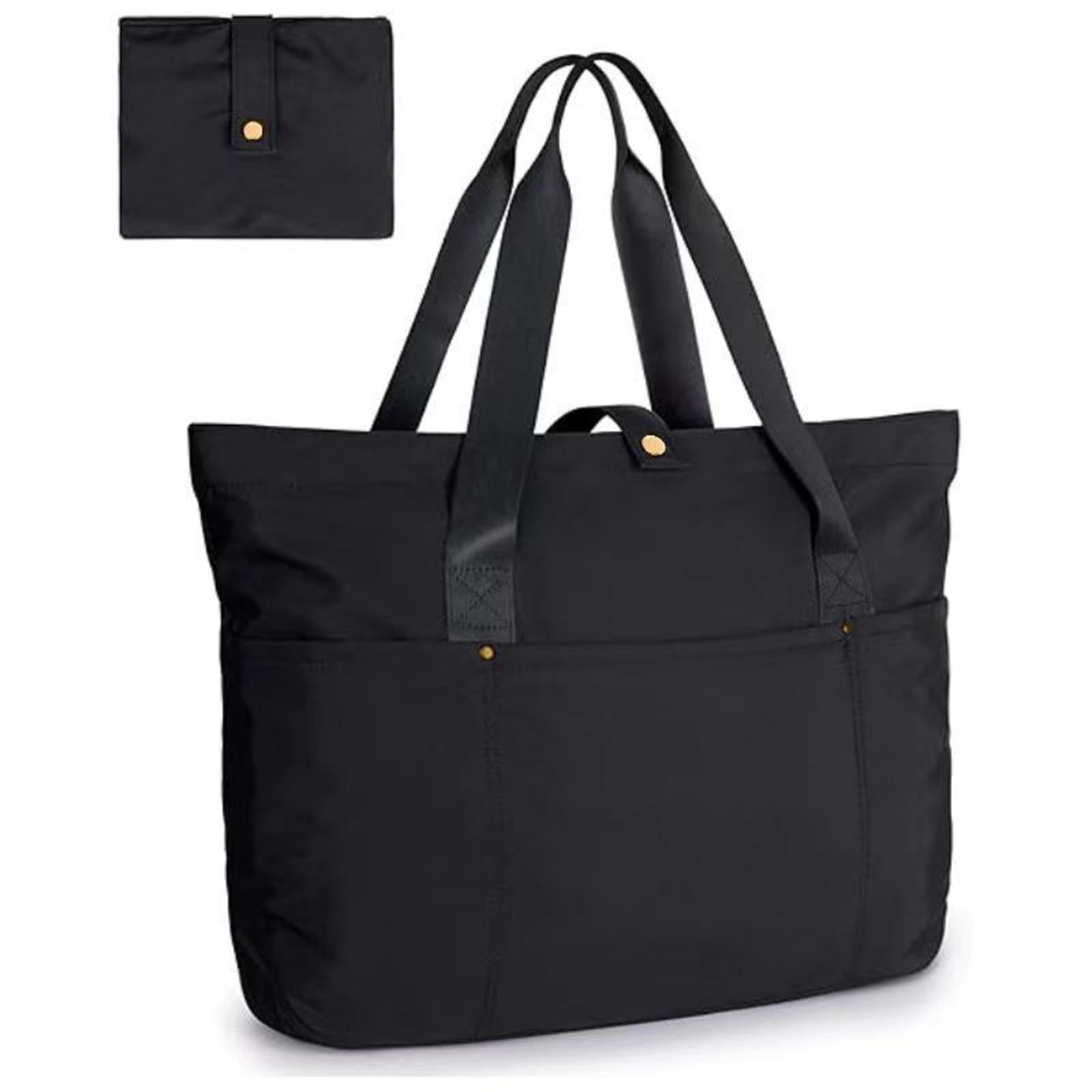 Tote Bag for Women Lightweight Nylon Quilted Handbag for Beach Work Business black