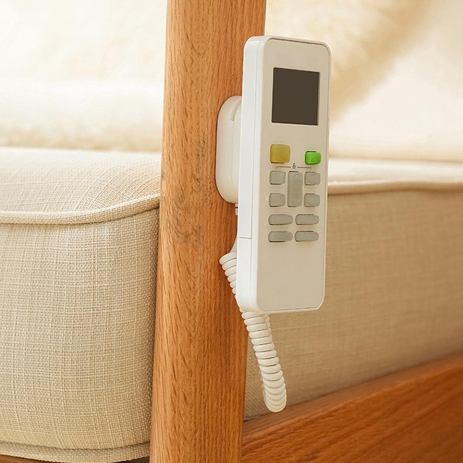 Magnetic Remote Control Holders with Spring Ropes Stable for Glass Wall White