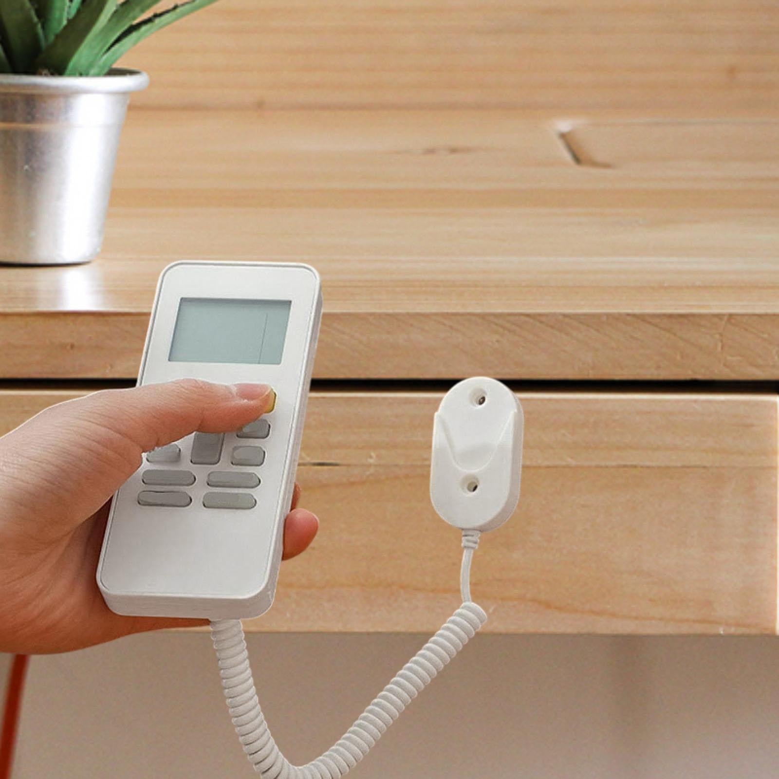 Magnetic Remote Control Holders with Spring Ropes Stable for Glass Wall White