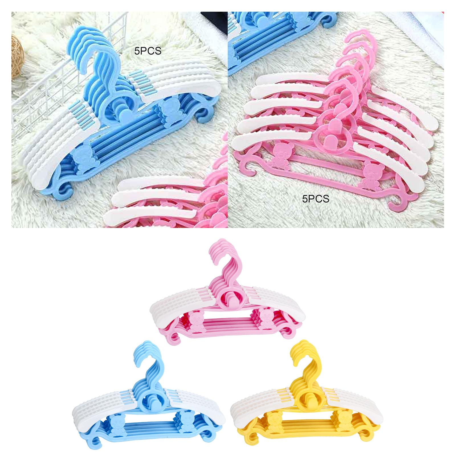 5x Children Clothes Hangers Wardrobe Hanging Storage Adjustable Baby Hangers Pink