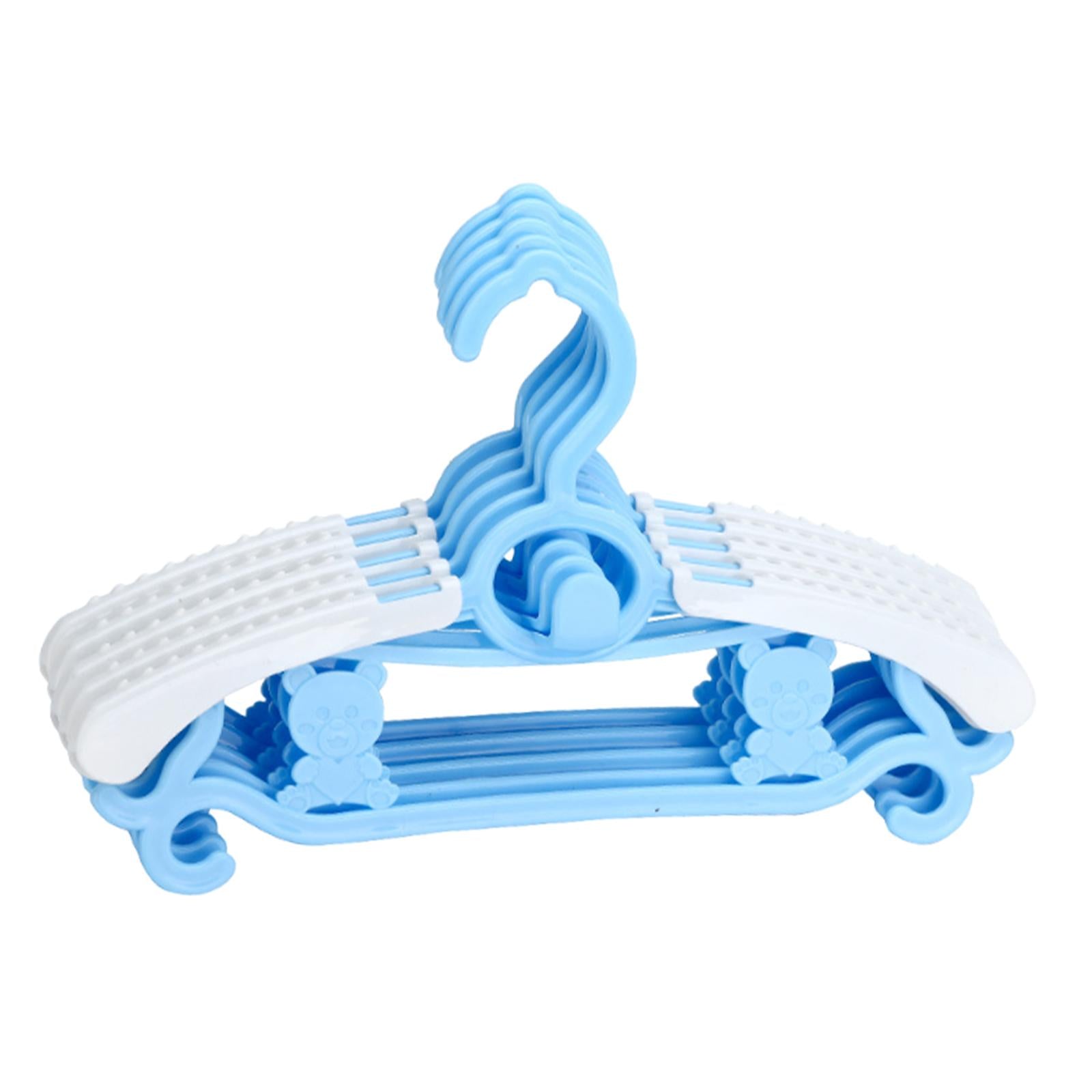 5x Children Clothes Hangers Wardrobe Hanging Storage Adjustable Baby Hangers Blue
