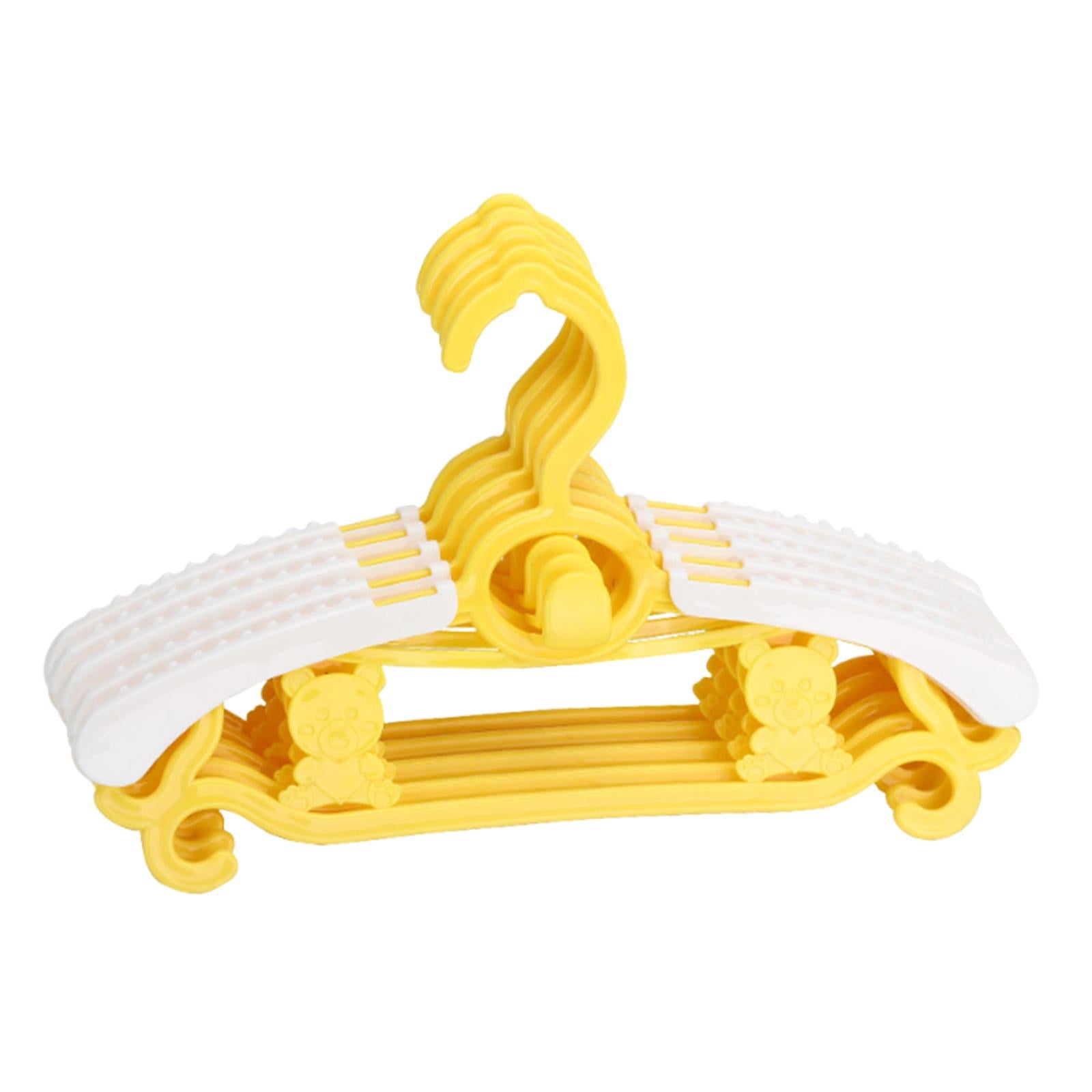 5x Children Clothes Hangers Wardrobe Hanging Storage Adjustable Baby Hangers Yellow