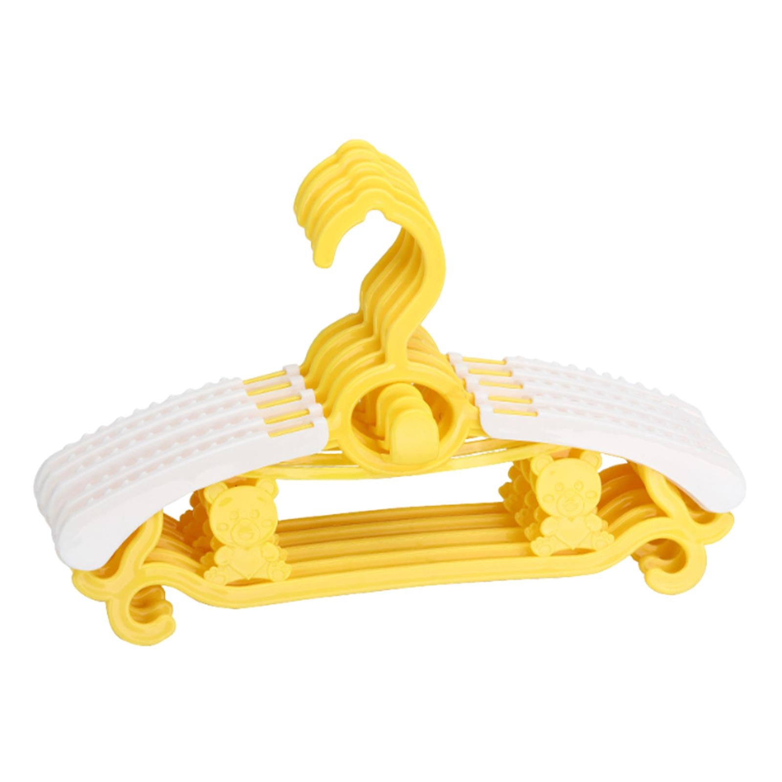 5x Children Clothes Hangers Wardrobe Hanging Storage Adjustable Baby Hangers Yellow