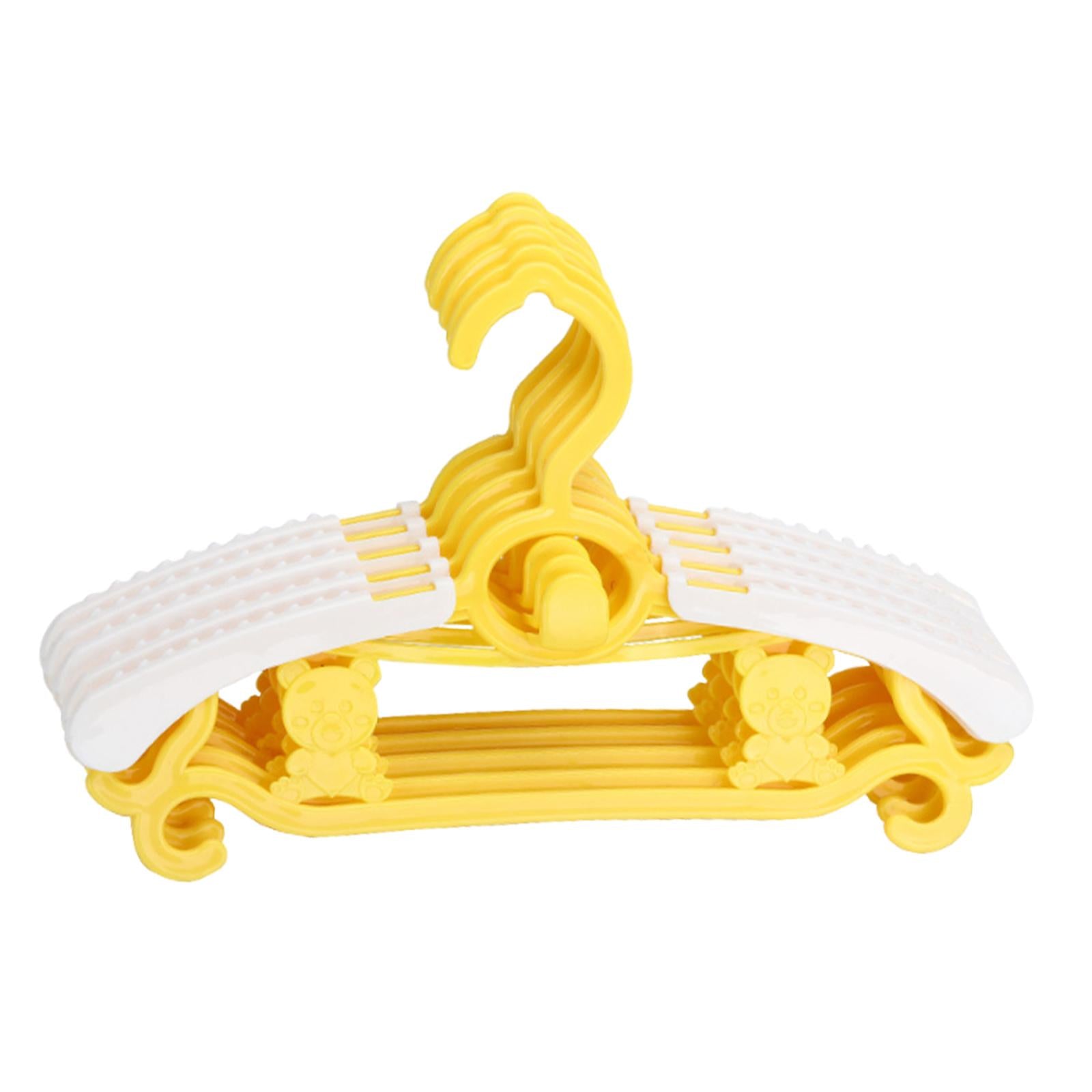 5x Children Clothes Hangers Wardrobe Hanging Storage Adjustable Baby Hangers Yellow