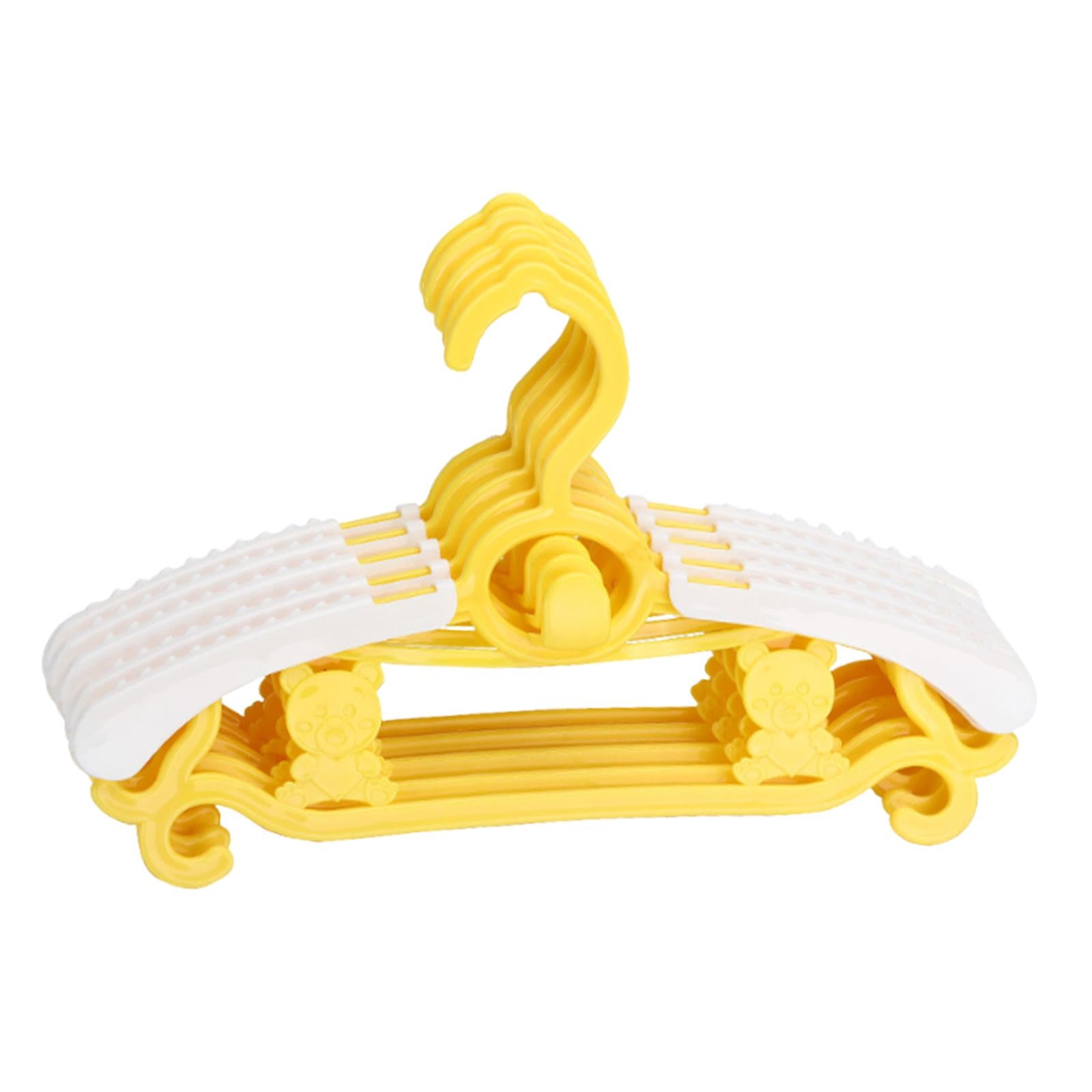 5x Children Clothes Hangers Wardrobe Hanging Storage Adjustable Baby Hangers Yellow