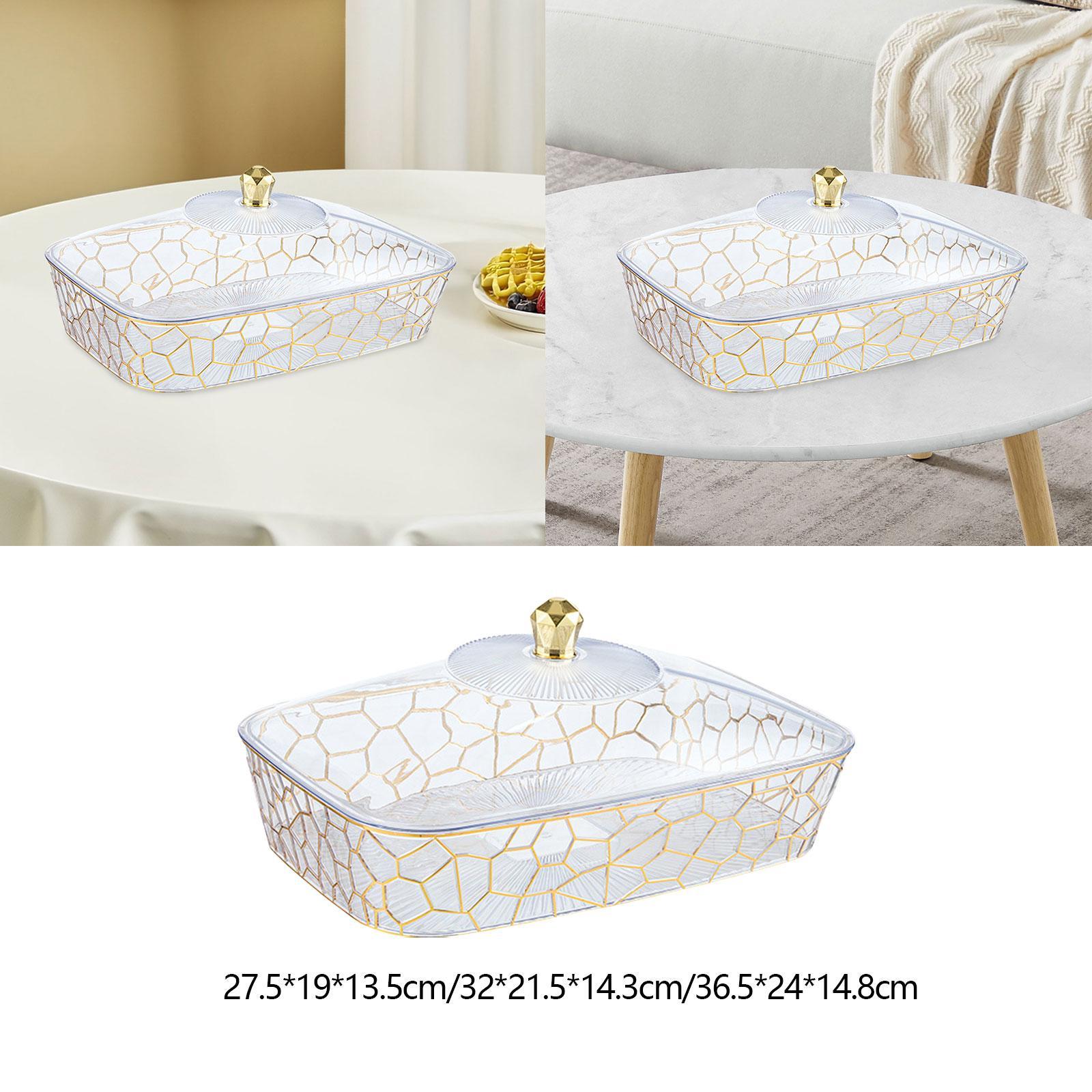 Dried Fruit Plate with Lid Candy Nuts Container for Kitchen Home Living Room 27.5x19x13.5 cm