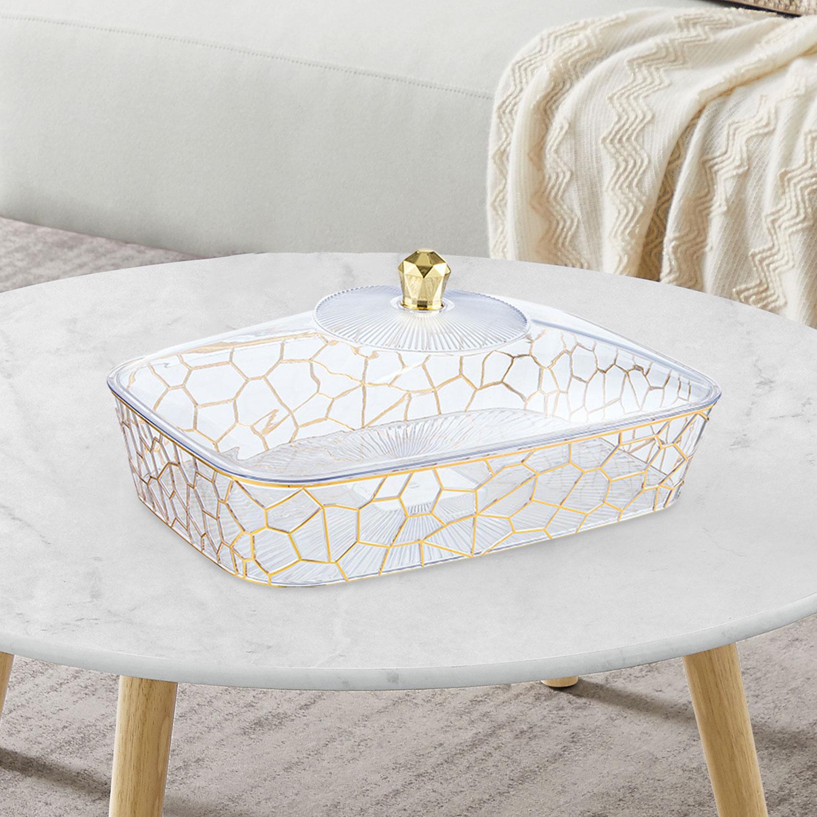 Dried Fruit Plate with Lid Candy Nuts Container for Kitchen Home Living Room 27.5x19x13.5 cm