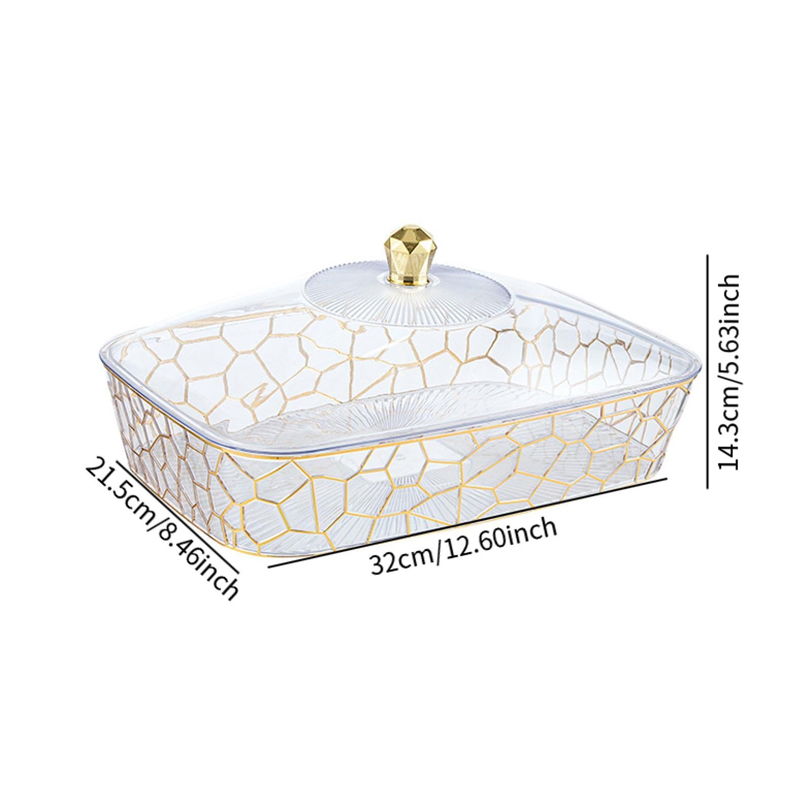 Dried Fruit Plate with Lid Candy Nuts Container for Kitchen Home Living Room 32x21.5x14.3 cm