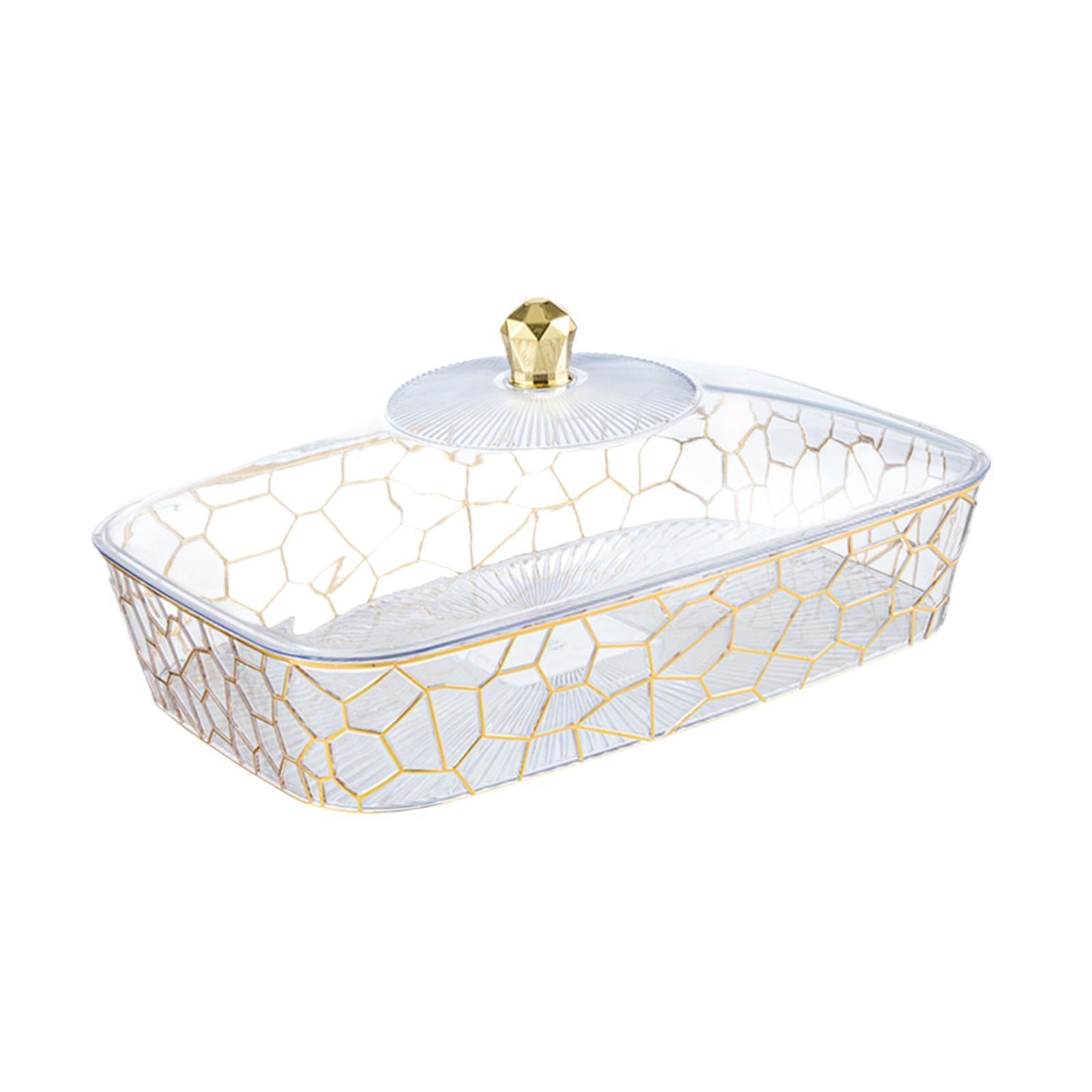 Dried Fruit Plate with Lid Candy Nuts Container for Kitchen Home Living Room 36.5x24x4.8 cm
