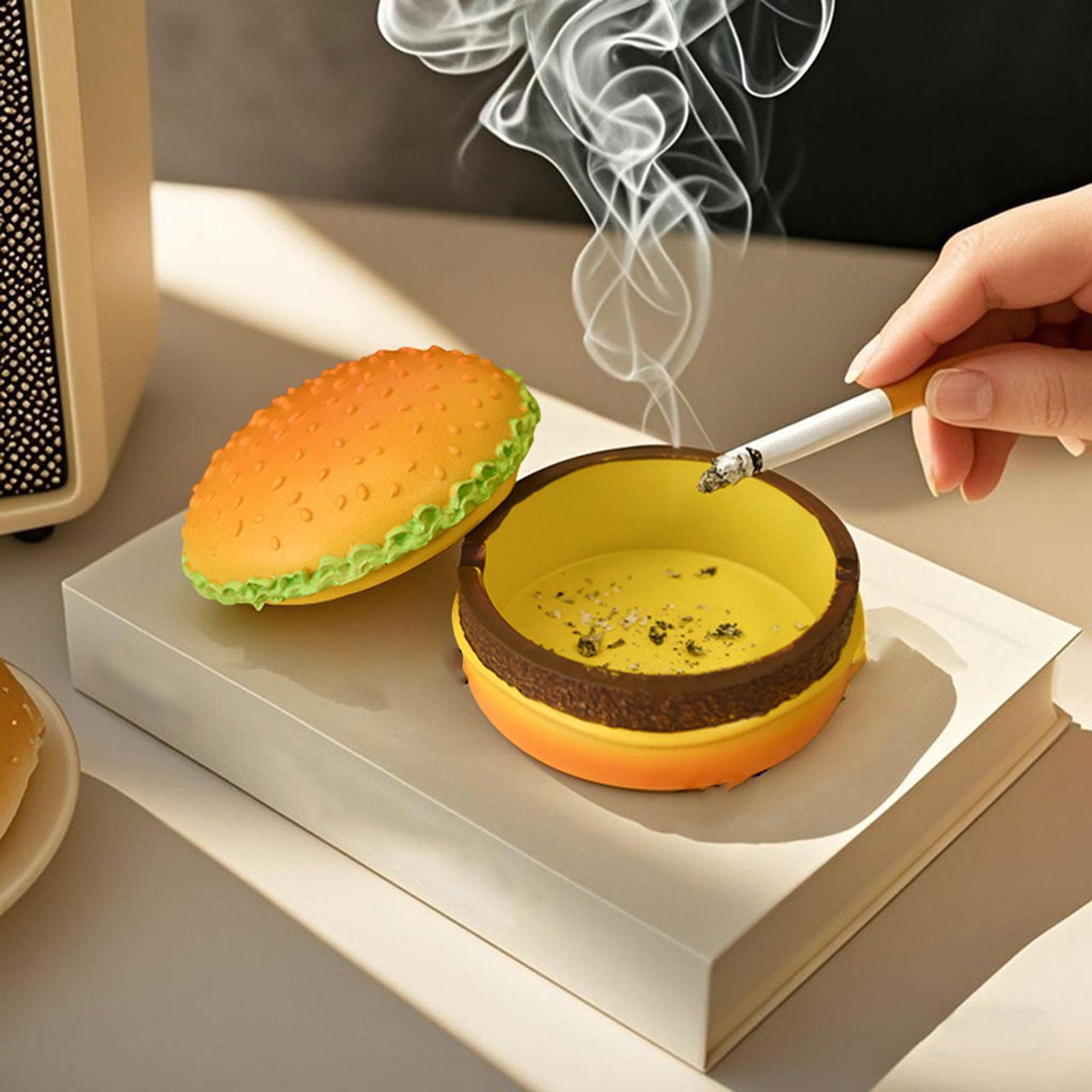 Hamburger Shaped Ashtray Modern Craft Cigar Ash Tray for Tabletop Home Patio