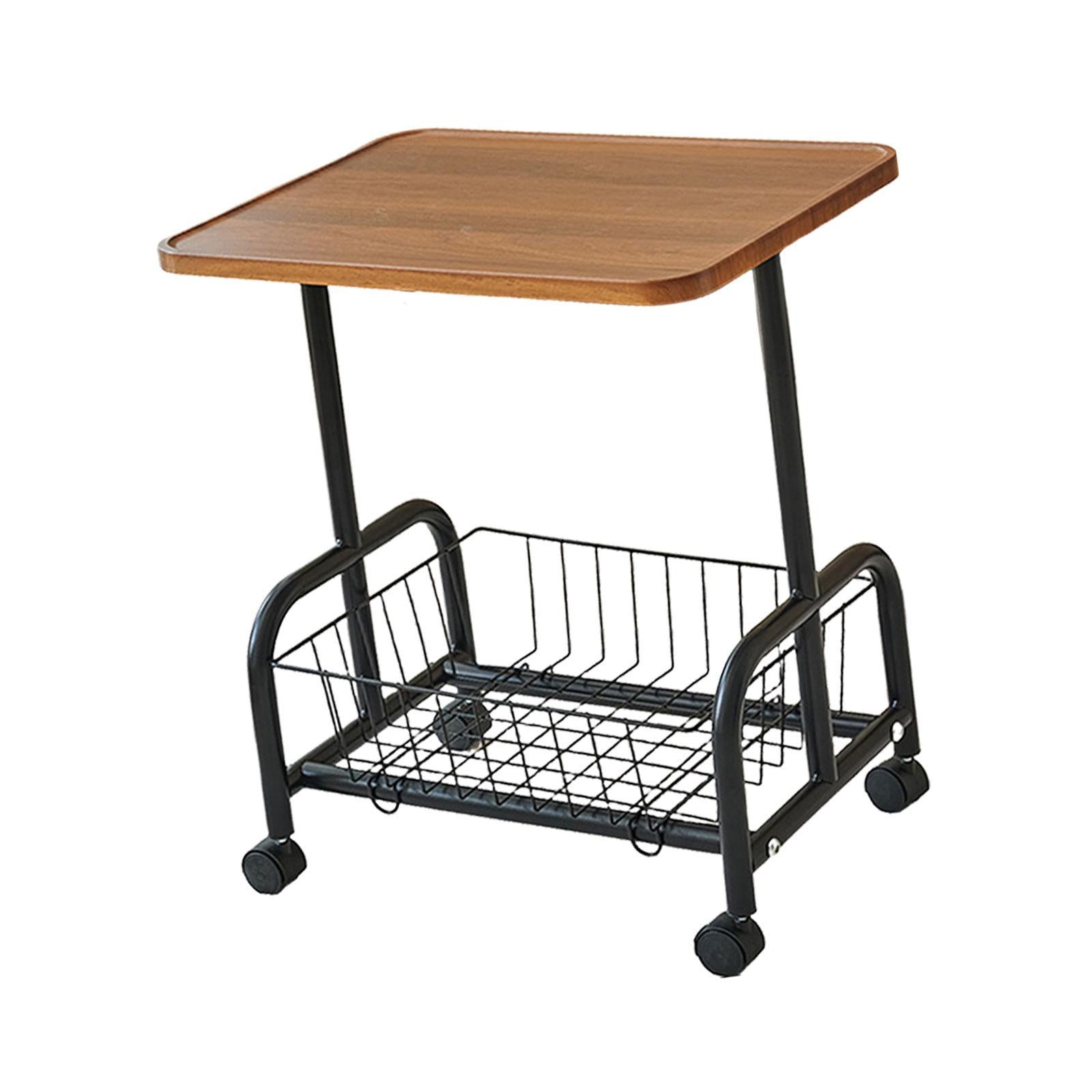 Mobile Side Table Couch Rolling Utility Cart for Drawing Room Dorm Apartment Black Legs