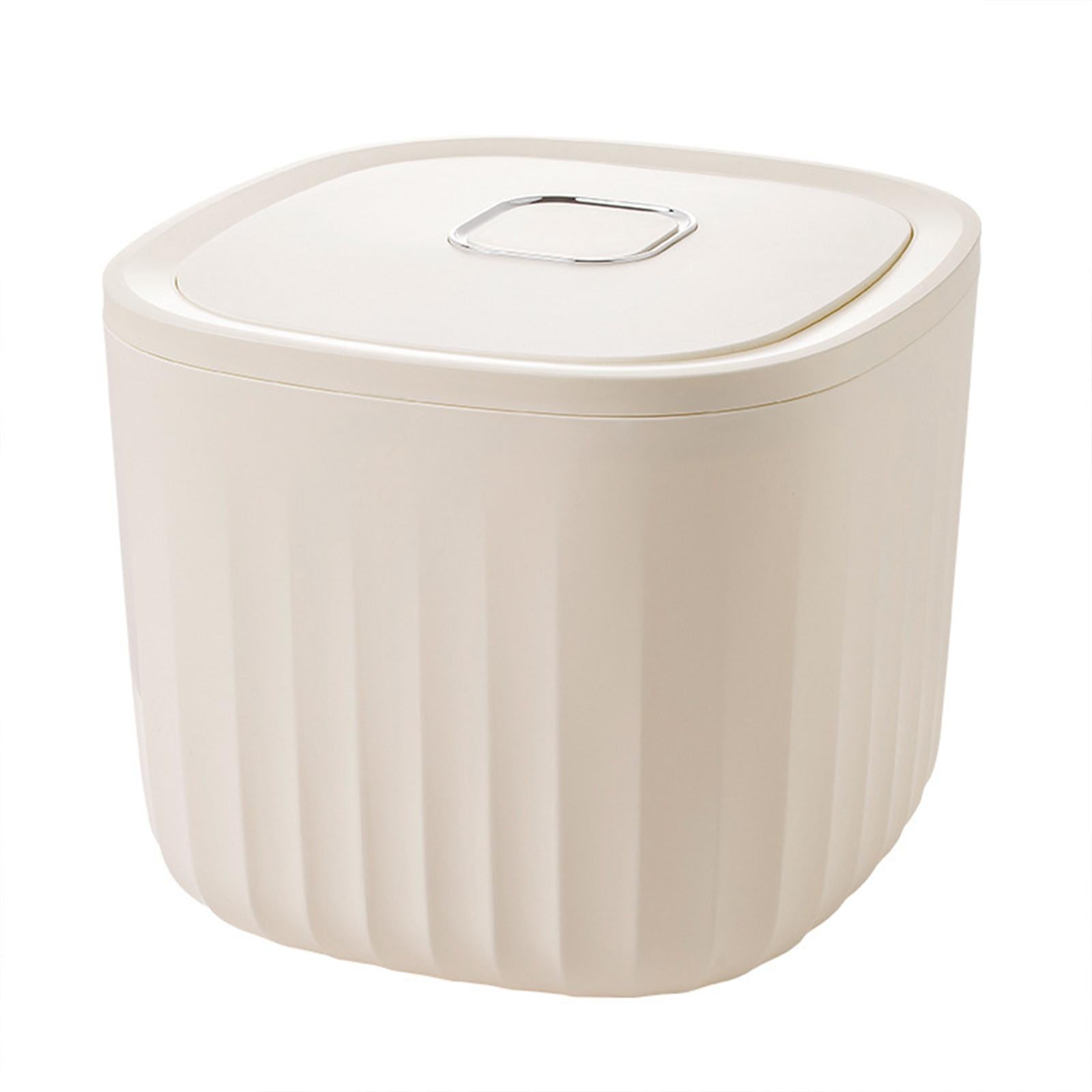 Rice Container Can Canister Jar 11 lbs Sealed Bin for Pantry Household Grain Beige