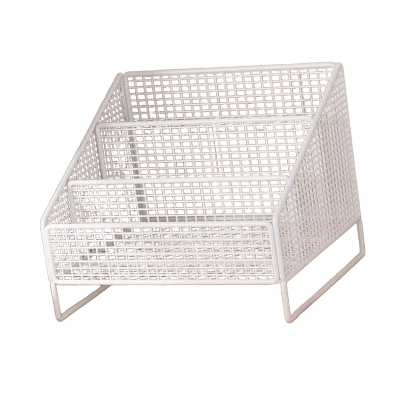 Records Display Stand Office Metal Display Holder for Album Books Collections 26cmx22cmx24cm White