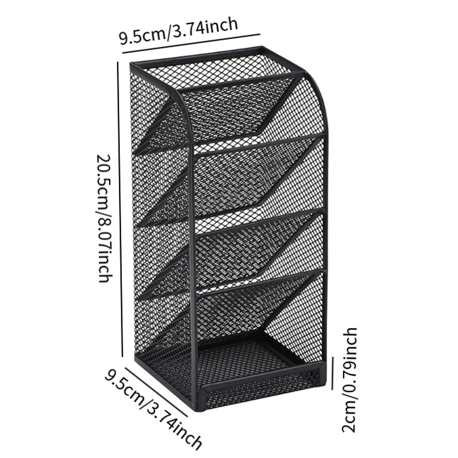 Pen Holder Slanted Metal Desktop Stationary Organizer for Home School Office Black