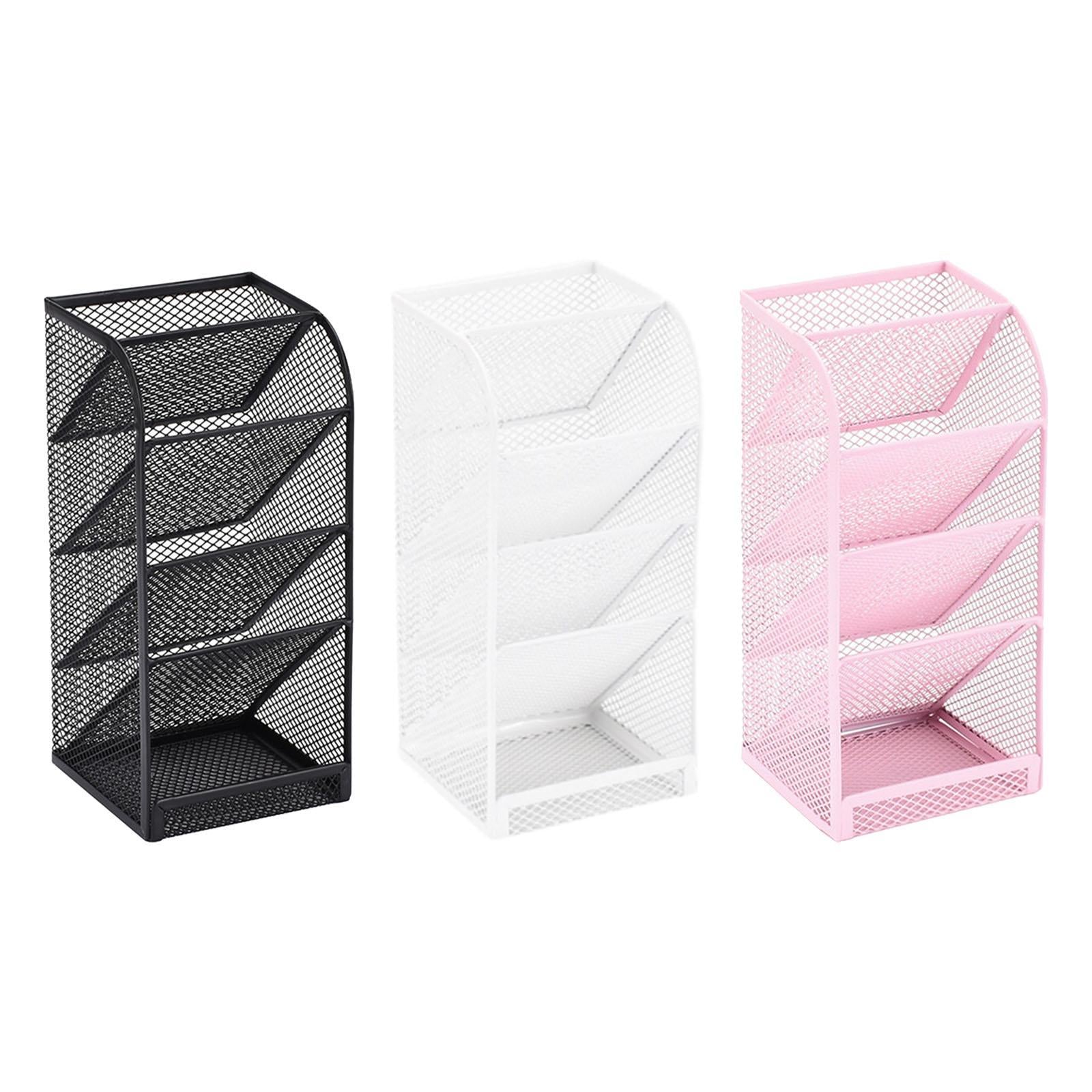 Pen Holder Slanted Metal Desktop Stationary Organizer for Home School Office Black