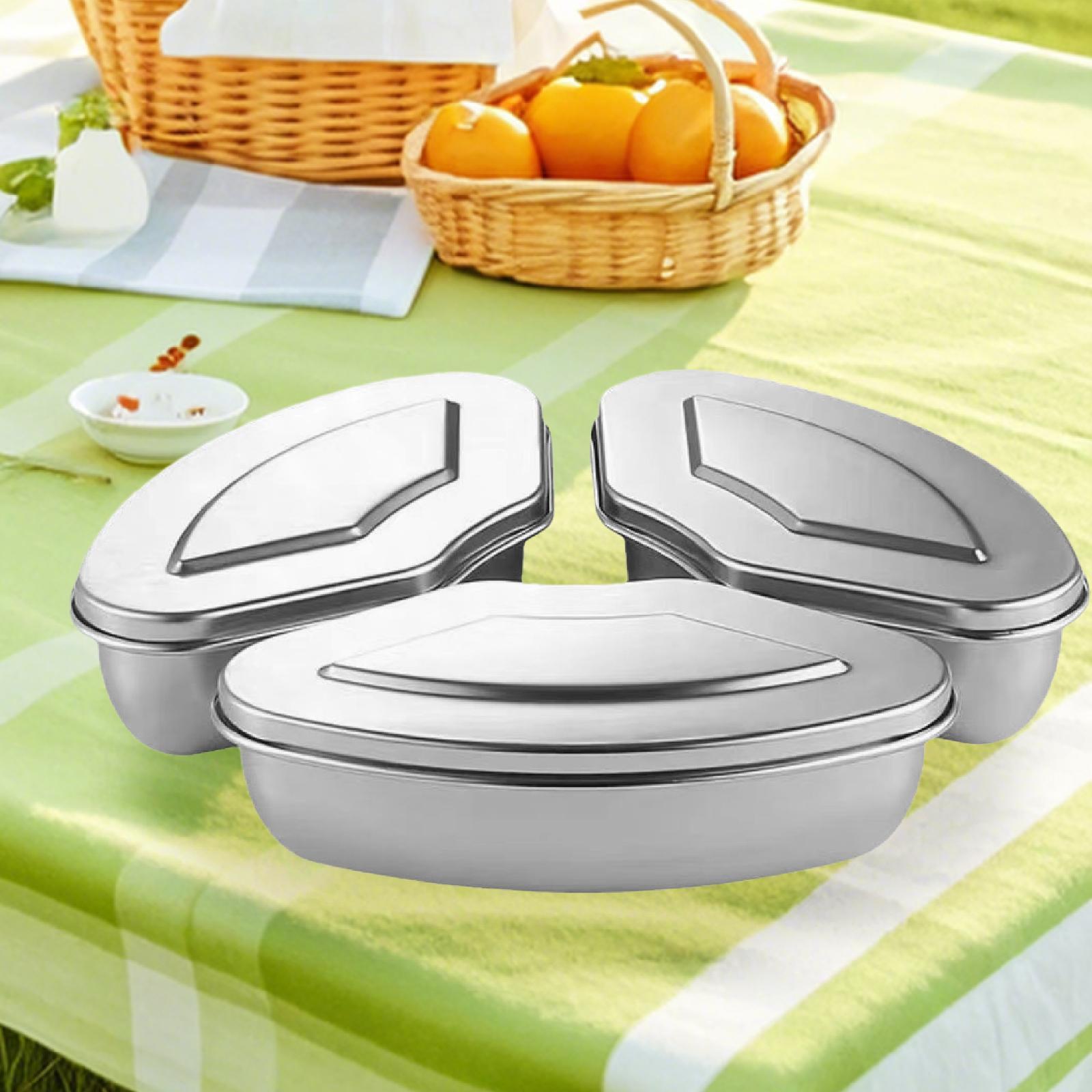 3 Pieces Food Steamer Boxes with Lids Multiuse Reusable Stainless Steel Bowl