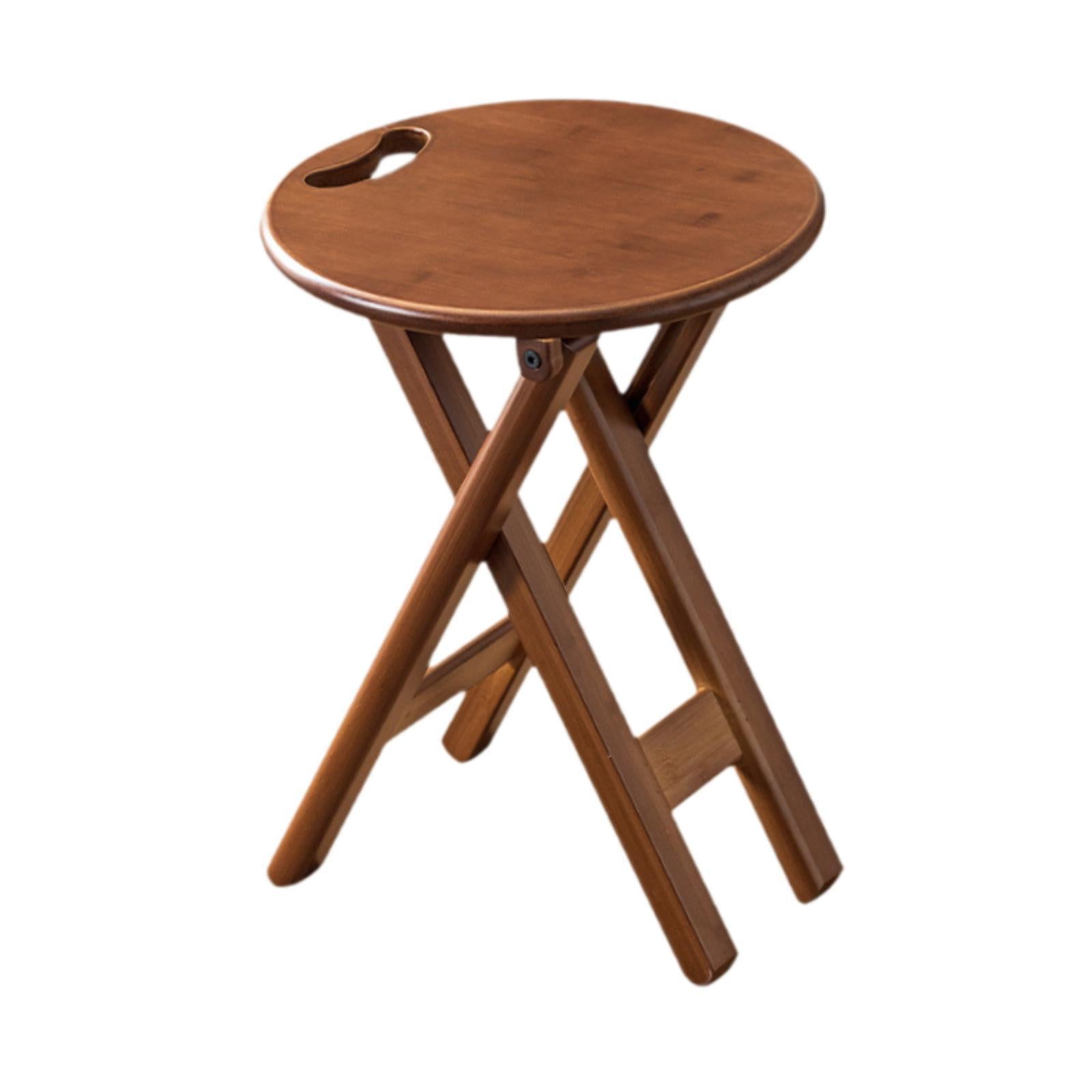 Bamboo Folding Stool Round with Handle Kitchen Chair for Indoor Home Kitchen