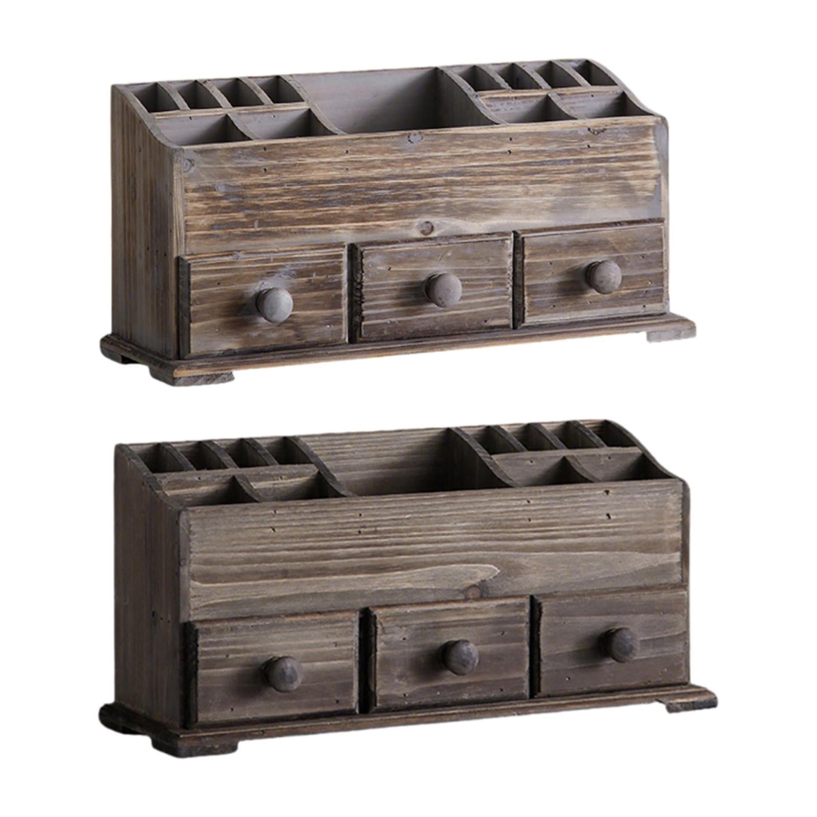 Rustic Vanity Organizer Desktop Makeup Organizer for Office Bathroom Bedroom gray