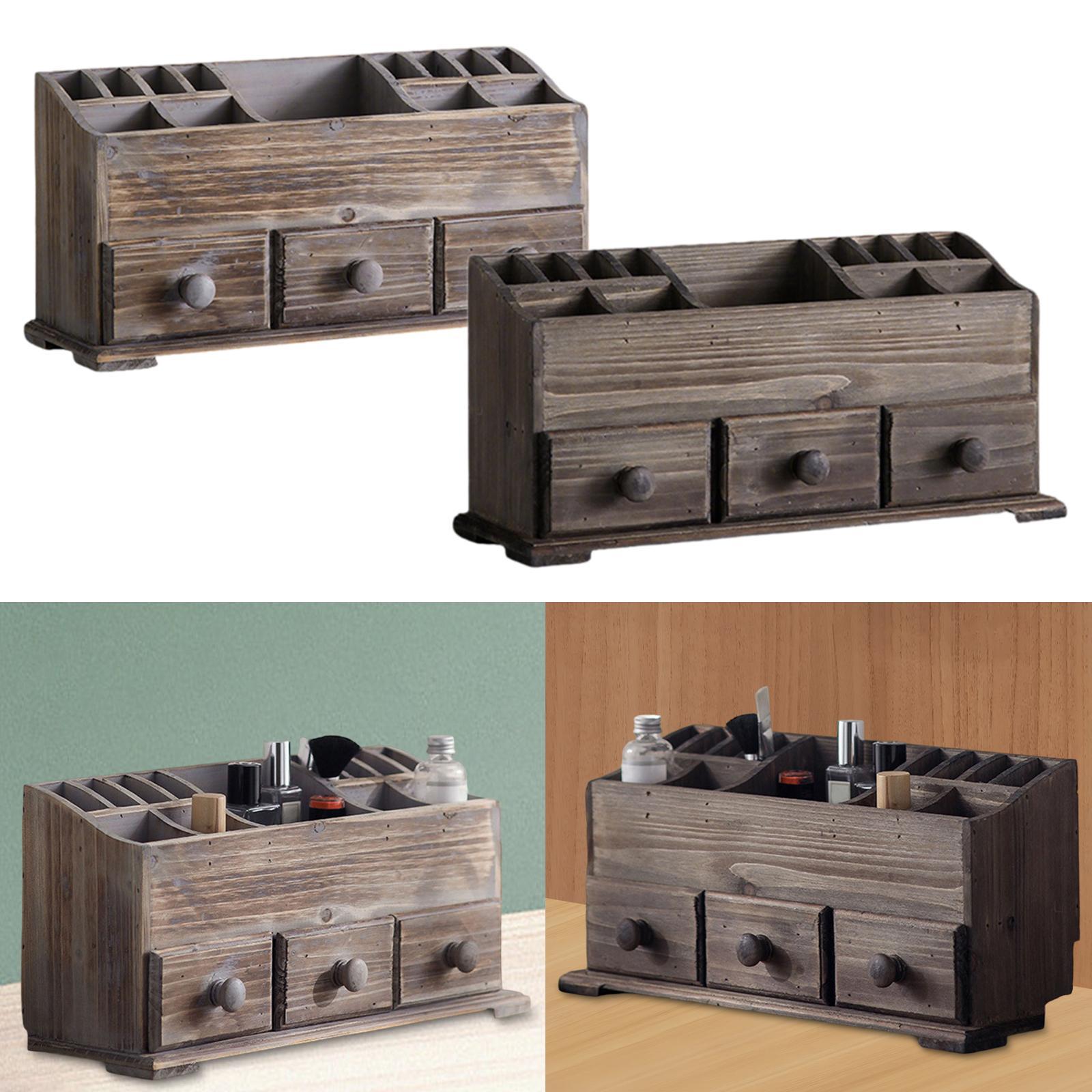 Rustic Vanity Organizer Desktop Makeup Organizer for Office Bathroom Bedroom gray
