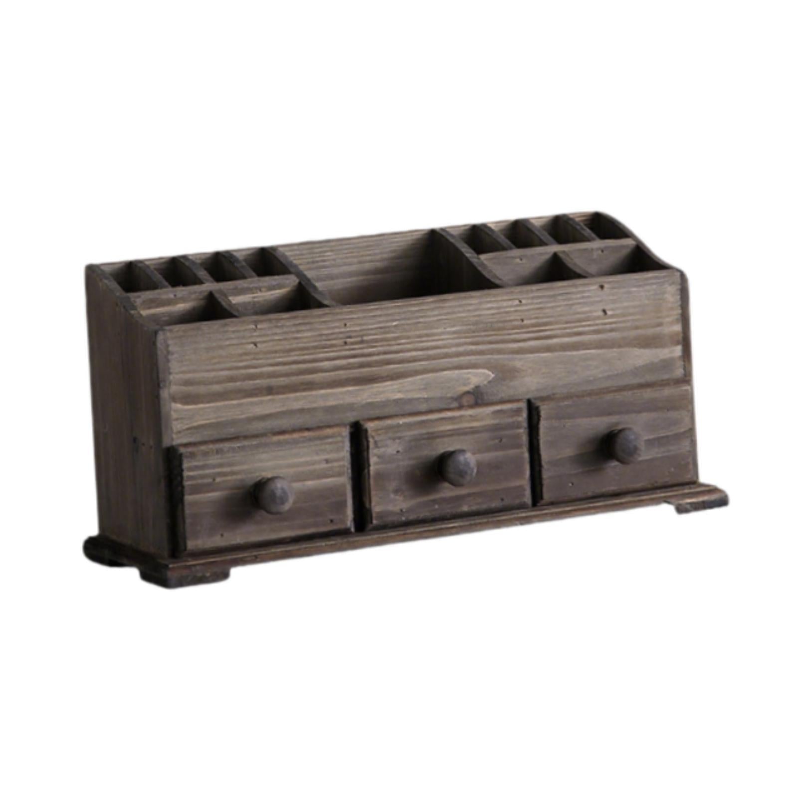 Rustic Vanity Organizer Desktop Makeup Organizer for Office Bathroom Bedroom brown