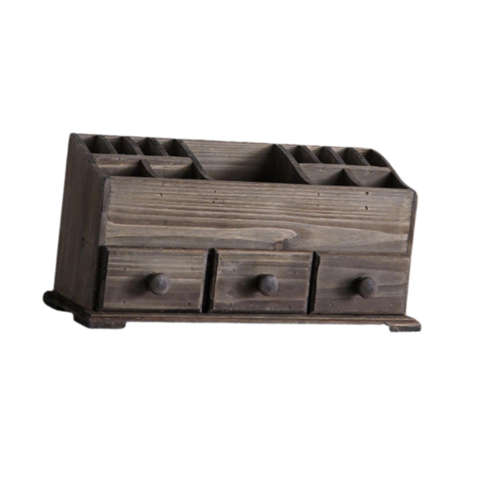 Rustic Vanity Organizer Desktop Makeup Organizer for Office Bathroom Bedroom brown