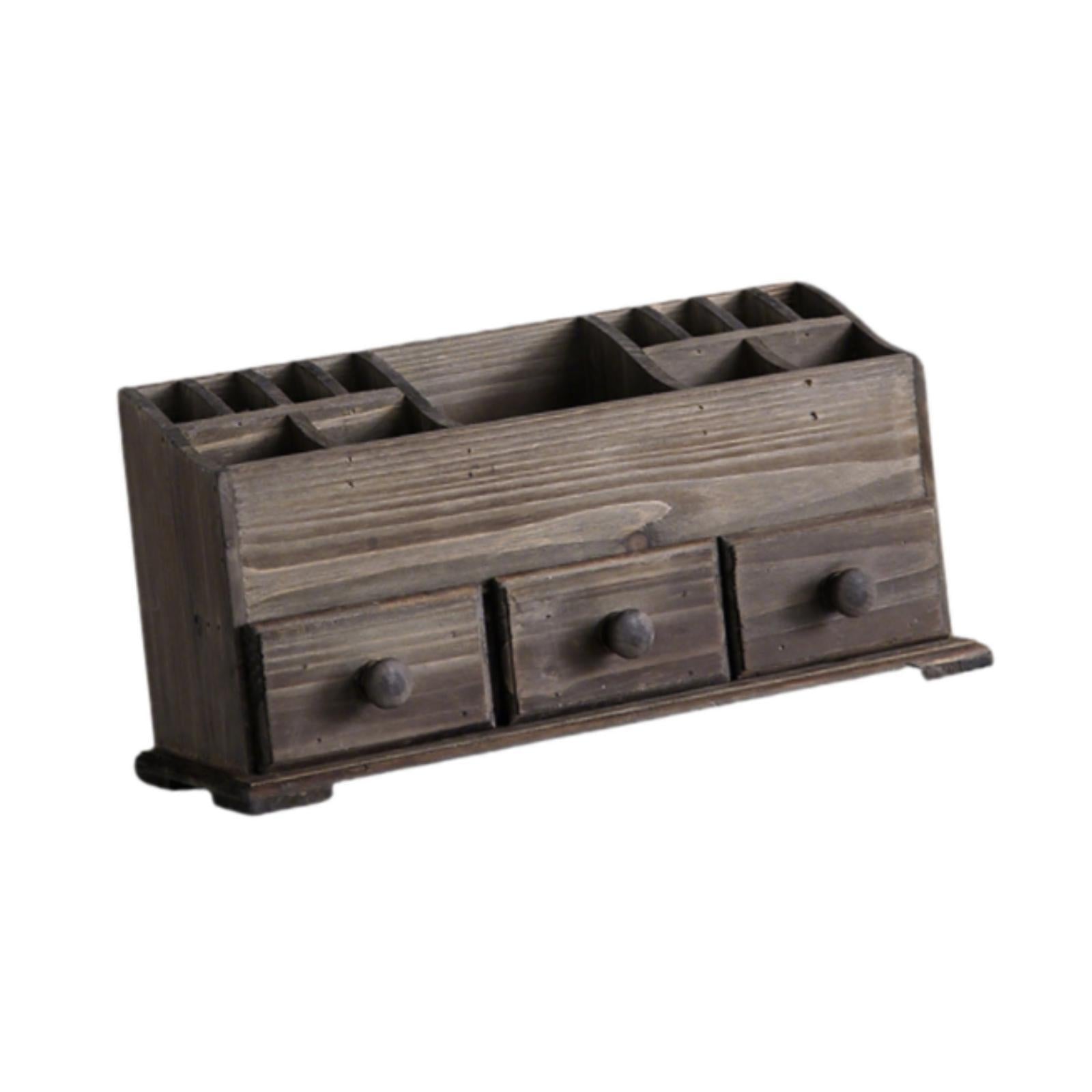 Rustic Vanity Organizer Desktop Makeup Organizer for Office Bathroom Bedroom brown