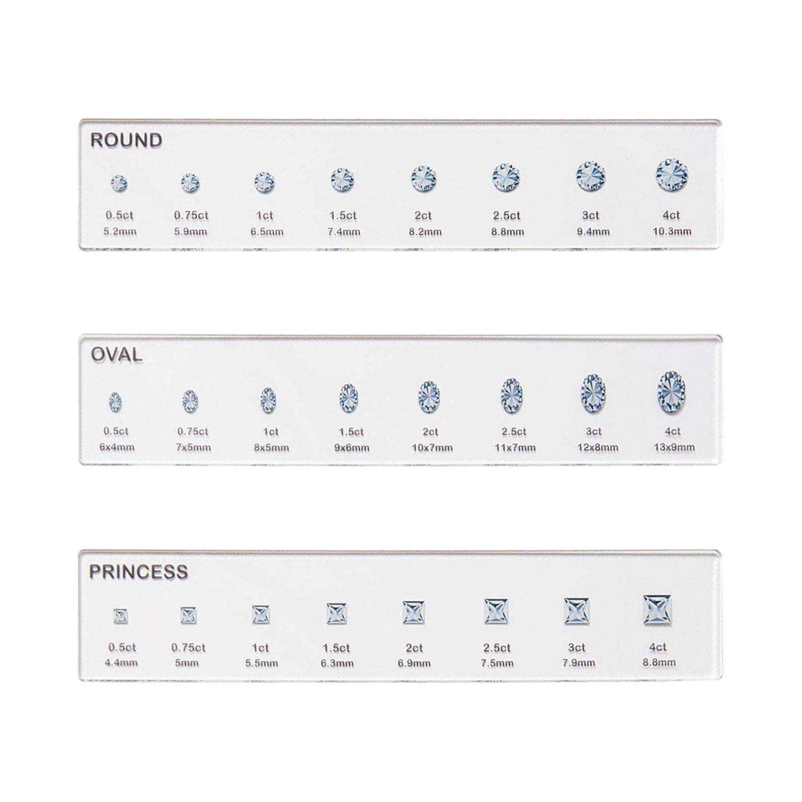 Diamond Sizes Shape Compare Tool Portable Size Reference Transparent Utility Round