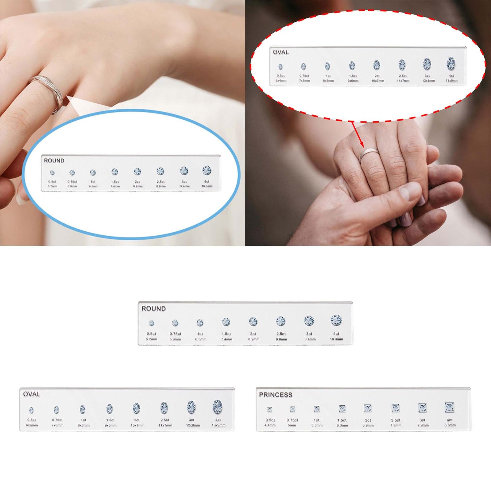 Diamond Sizes Shape Compare Tool Portable Size Reference Transparent Utility Round