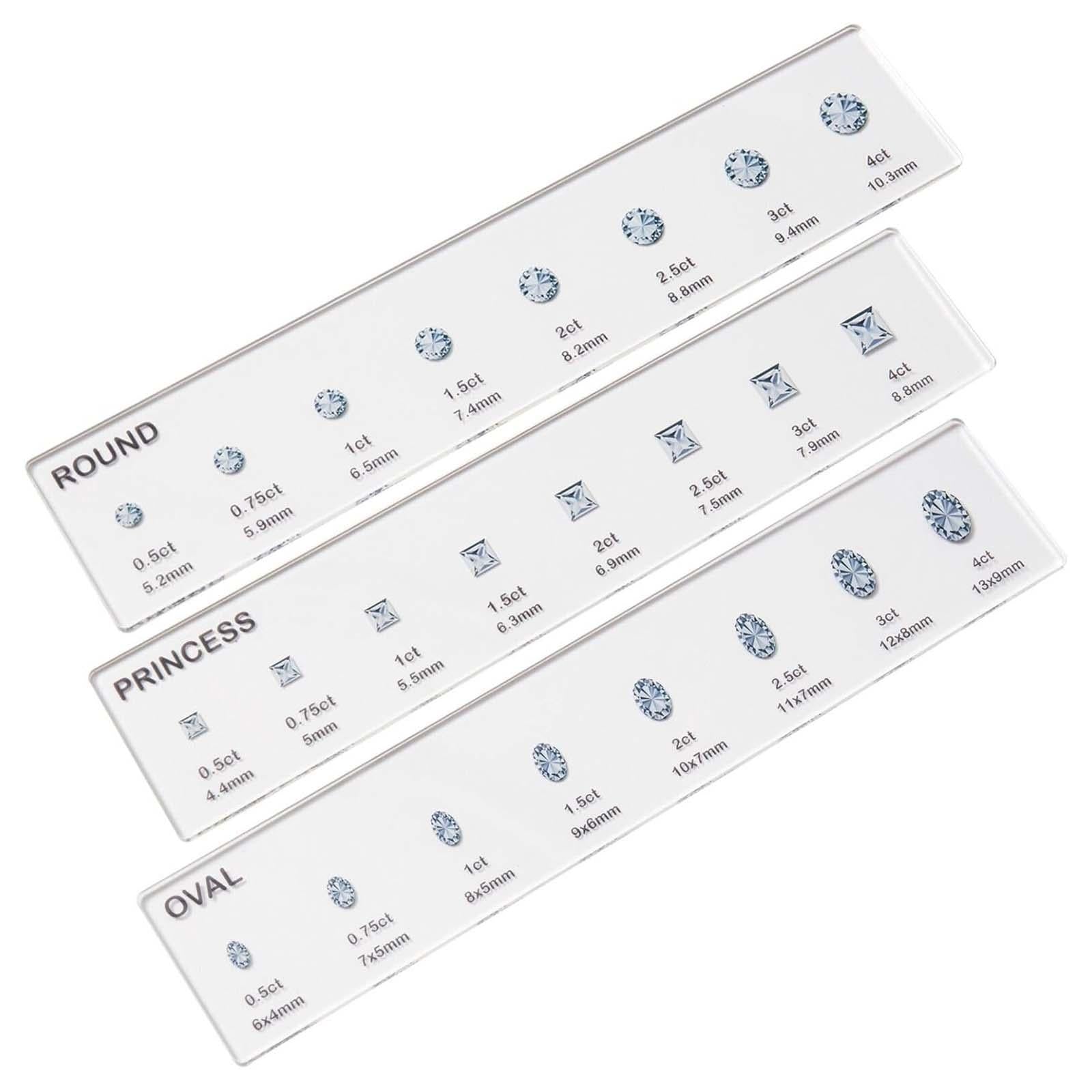 Diamond Sizes Shape Compare Tool Portable Size Reference Transparent Utility Oval