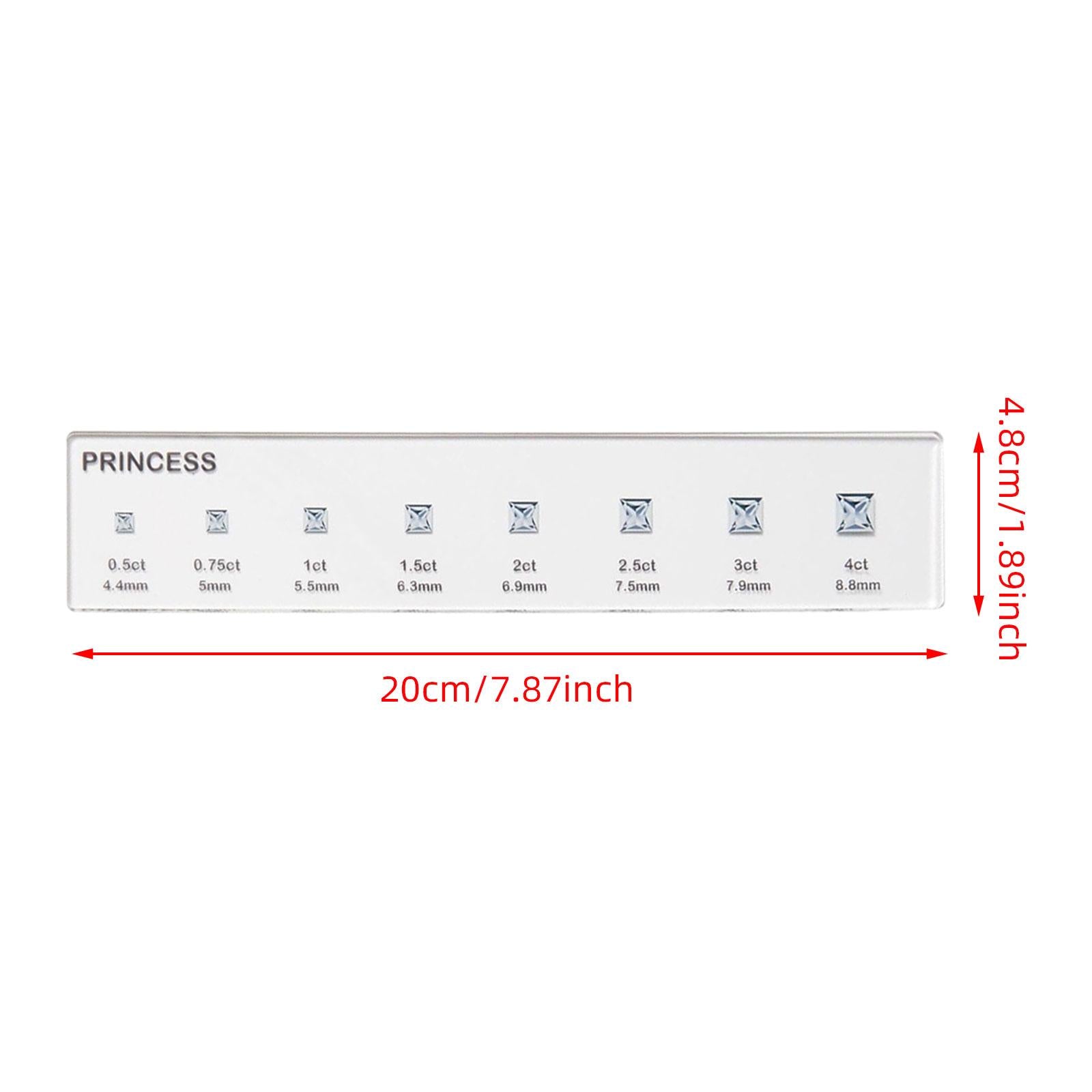 Diamond Sizes Shape Compare Tool Portable Size Reference Transparent Utility Square