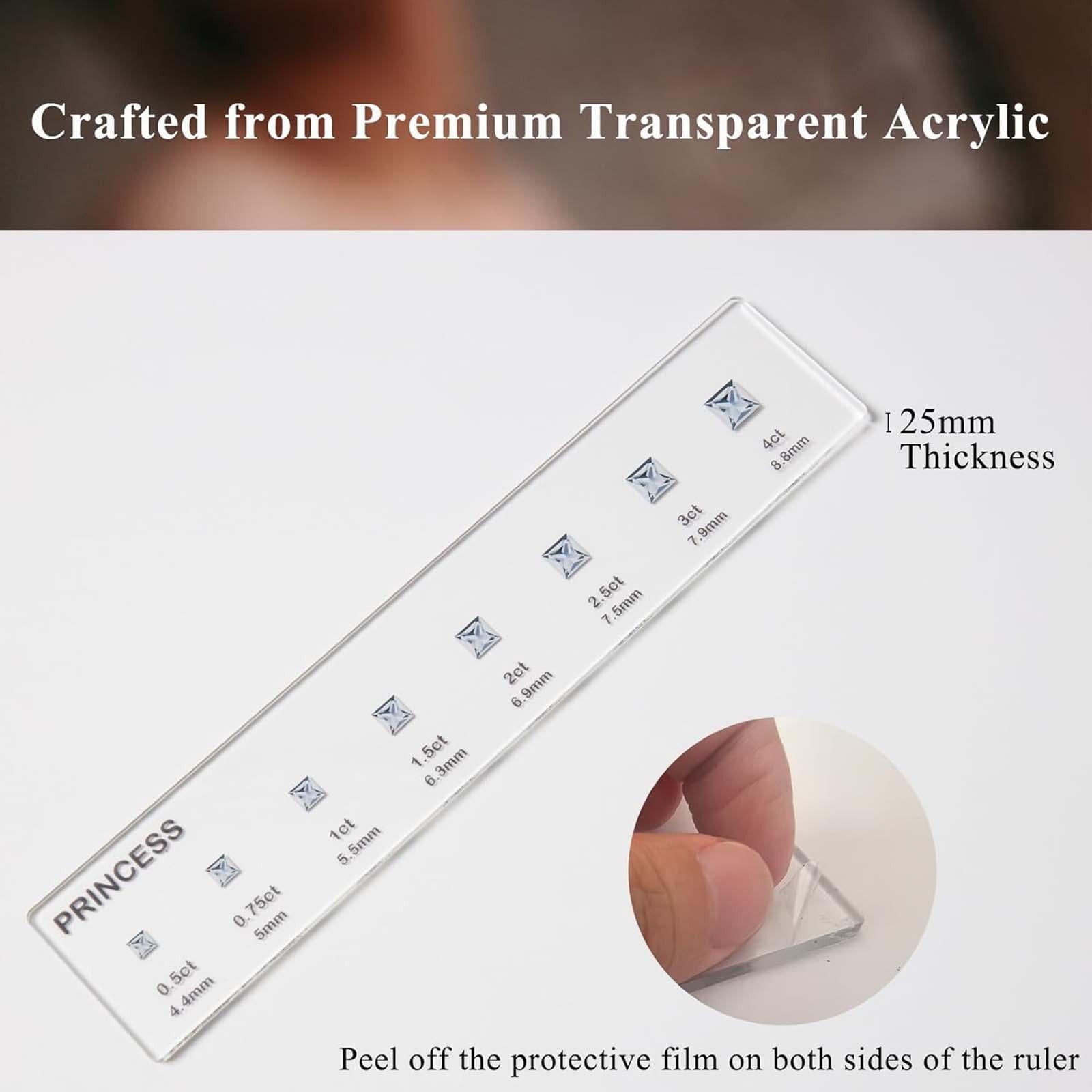 Diamond Sizes Shape Compare Tool Portable Size Reference Transparent Utility Square